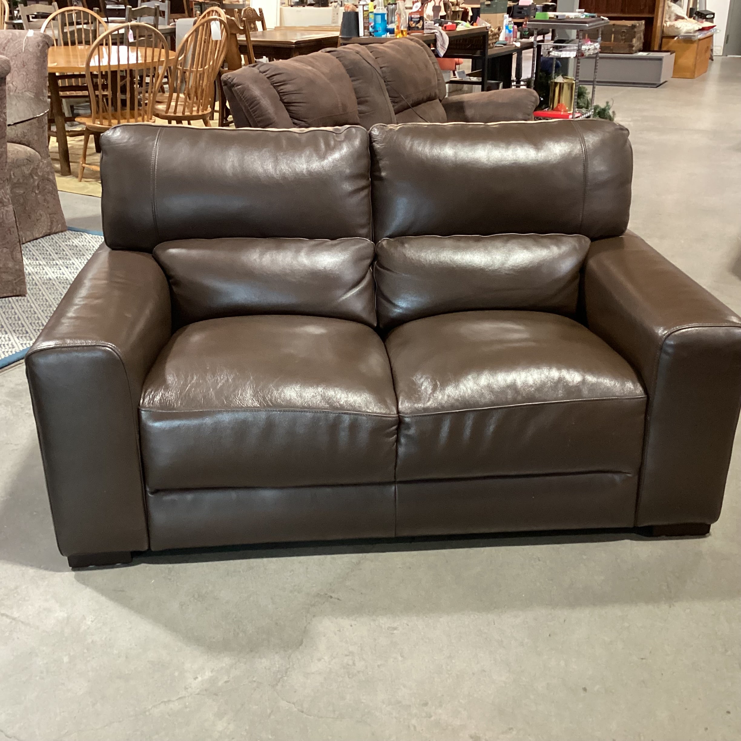 Jason Furniture Chocolate Leather Sofa 64"x 38"x 31"