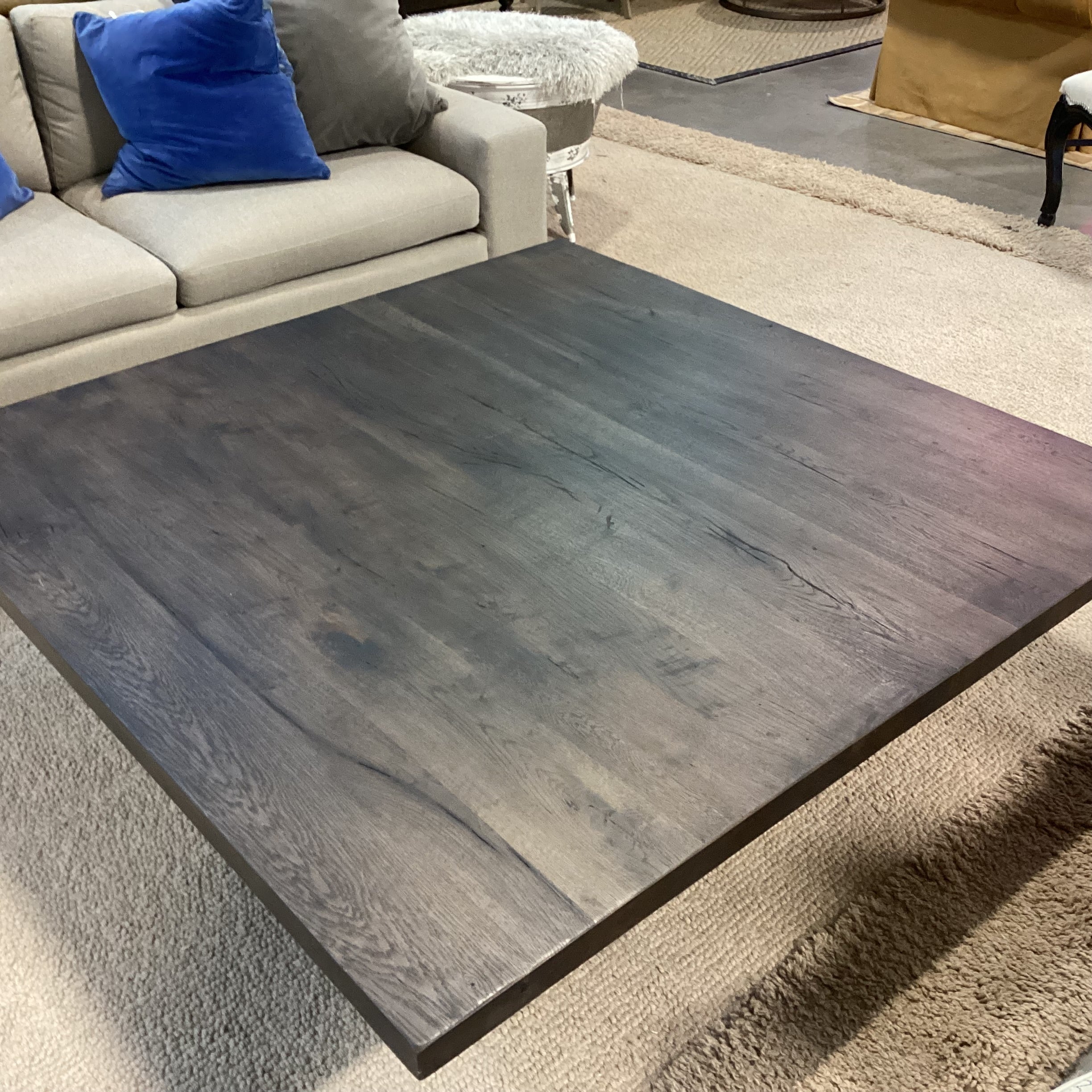 Restoration Hardware Reclaimed Finish Oak Plinth Square Coffee Table 60"x 60"x 14"