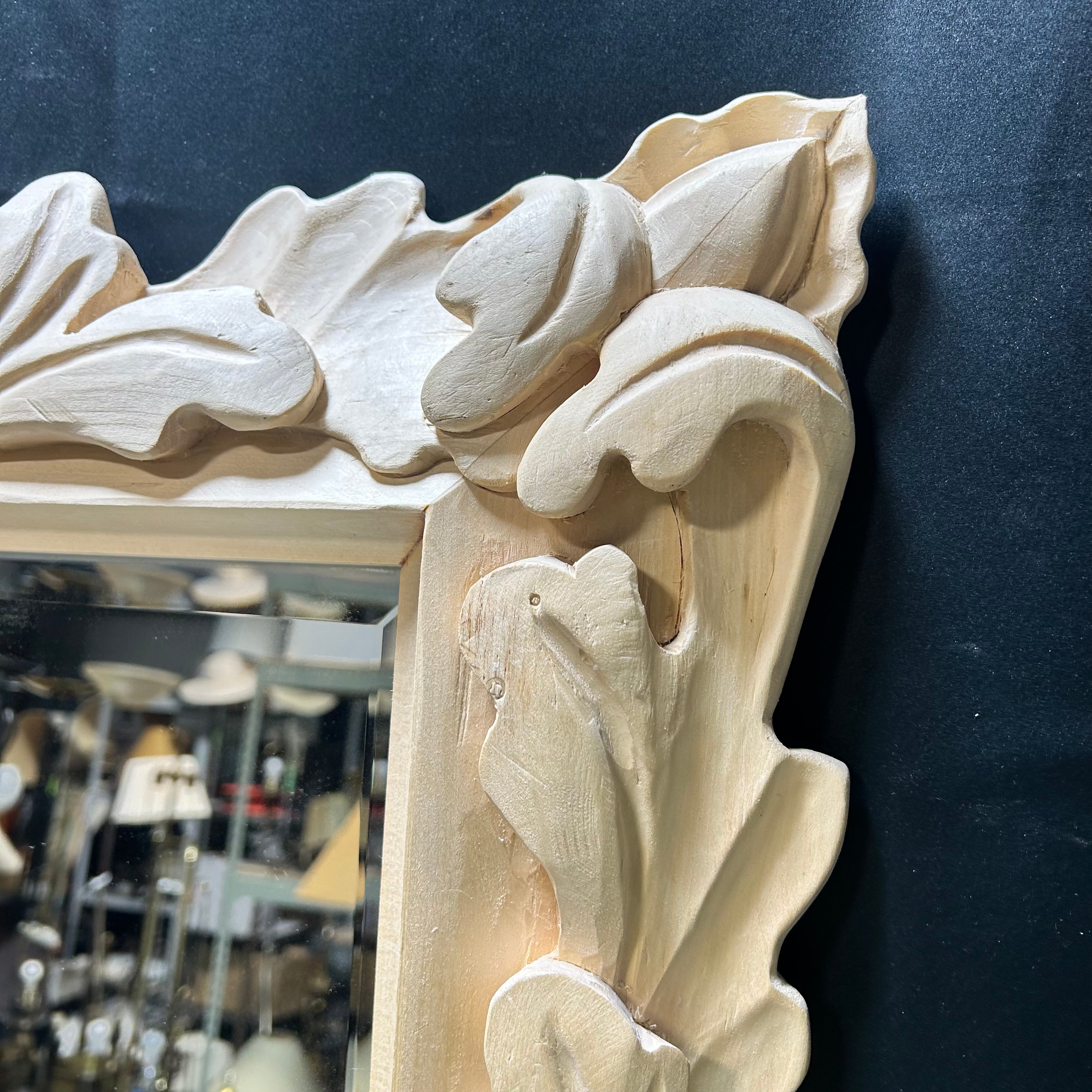 Hand Carved Leaf Scroll Mirror  29"x 37"