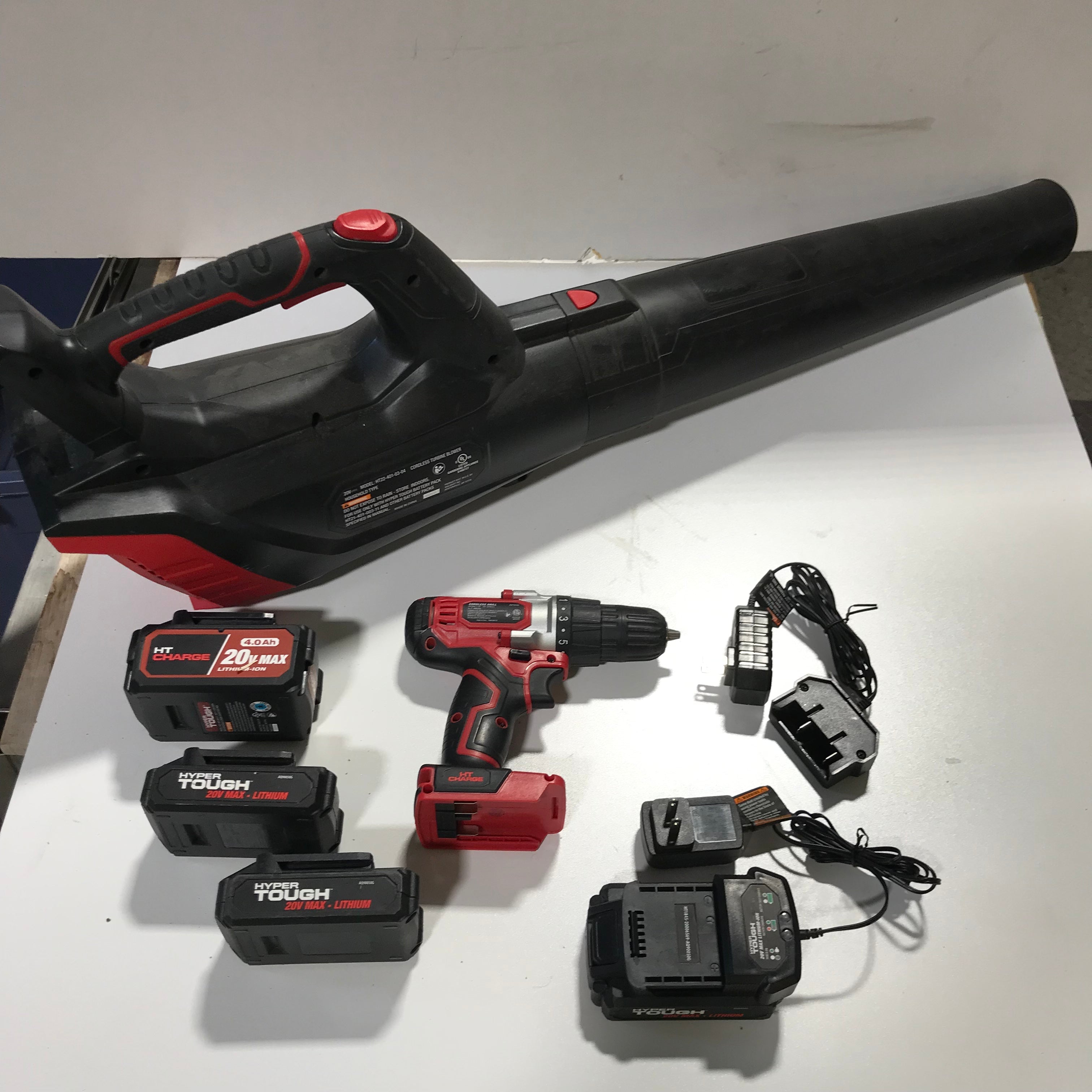 Hyper Tough 20V Blower/Drill Combo W/ 3 Batteries/ 2 Chargers
