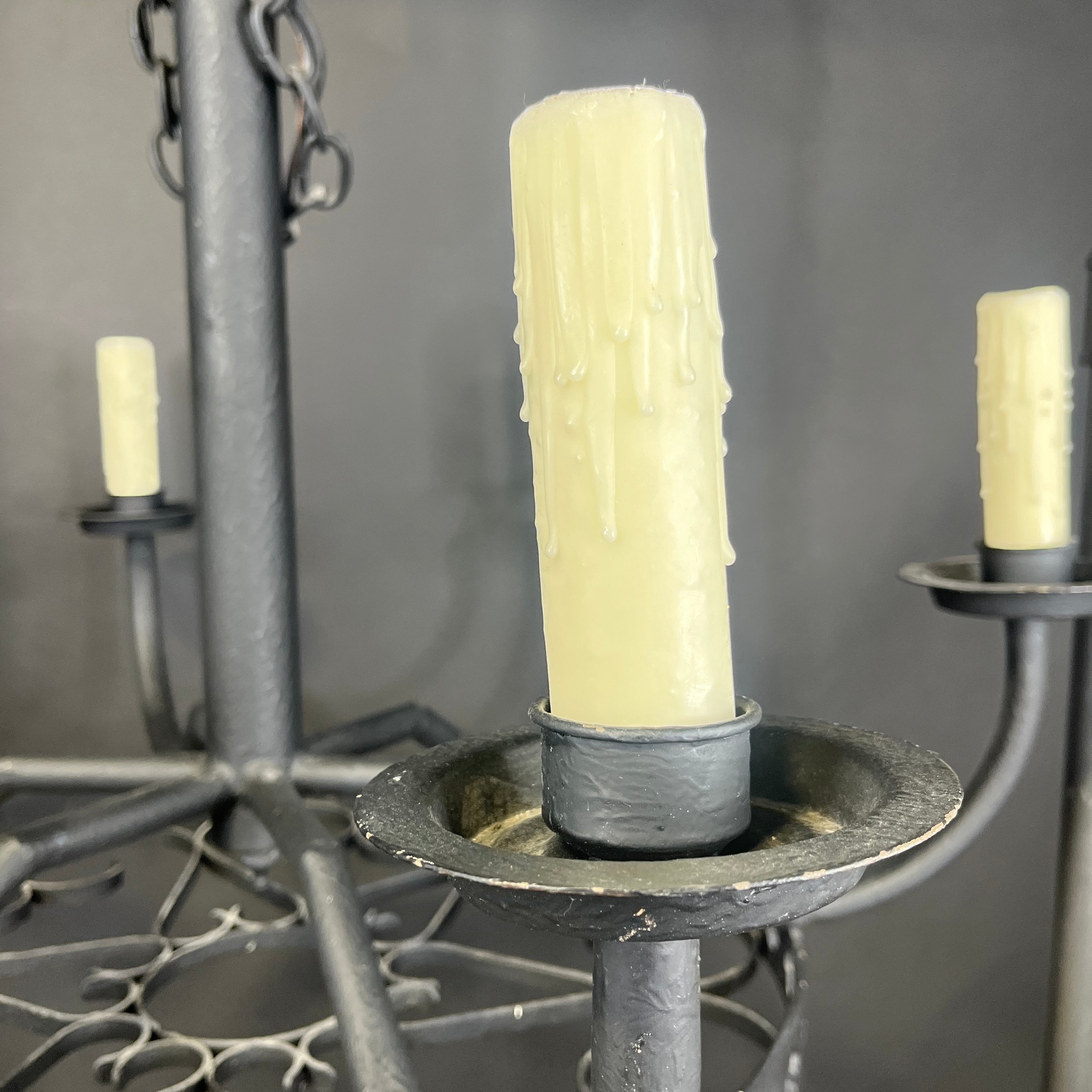 Romance Revival 6-Light Black Painted Metal Heart Candelabra Chandelier 38” Diameter x 36” - 82”