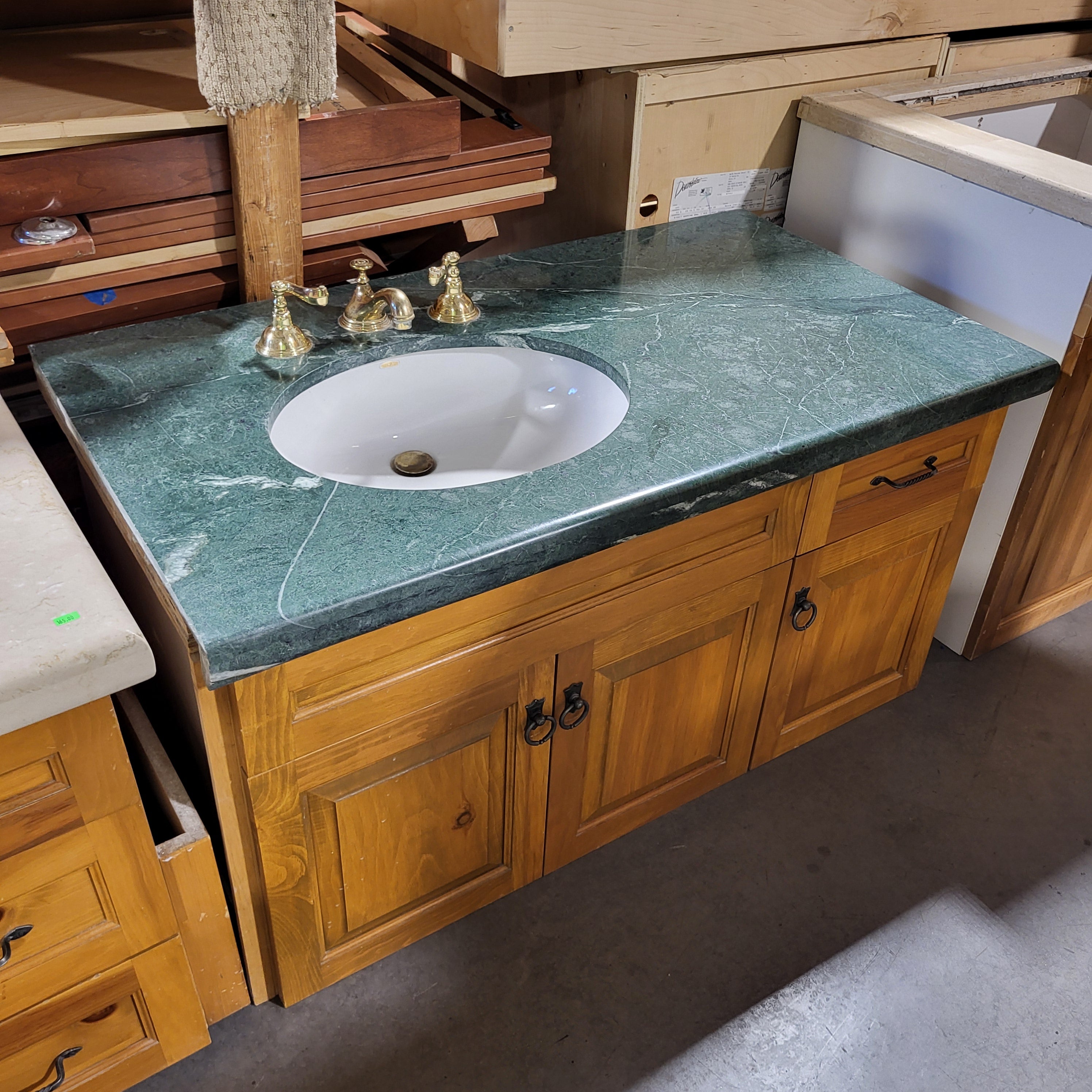 Green Granite Top 1 Drawer 3 Door with Kohler Sink Vanity 47"x 26"x 25"