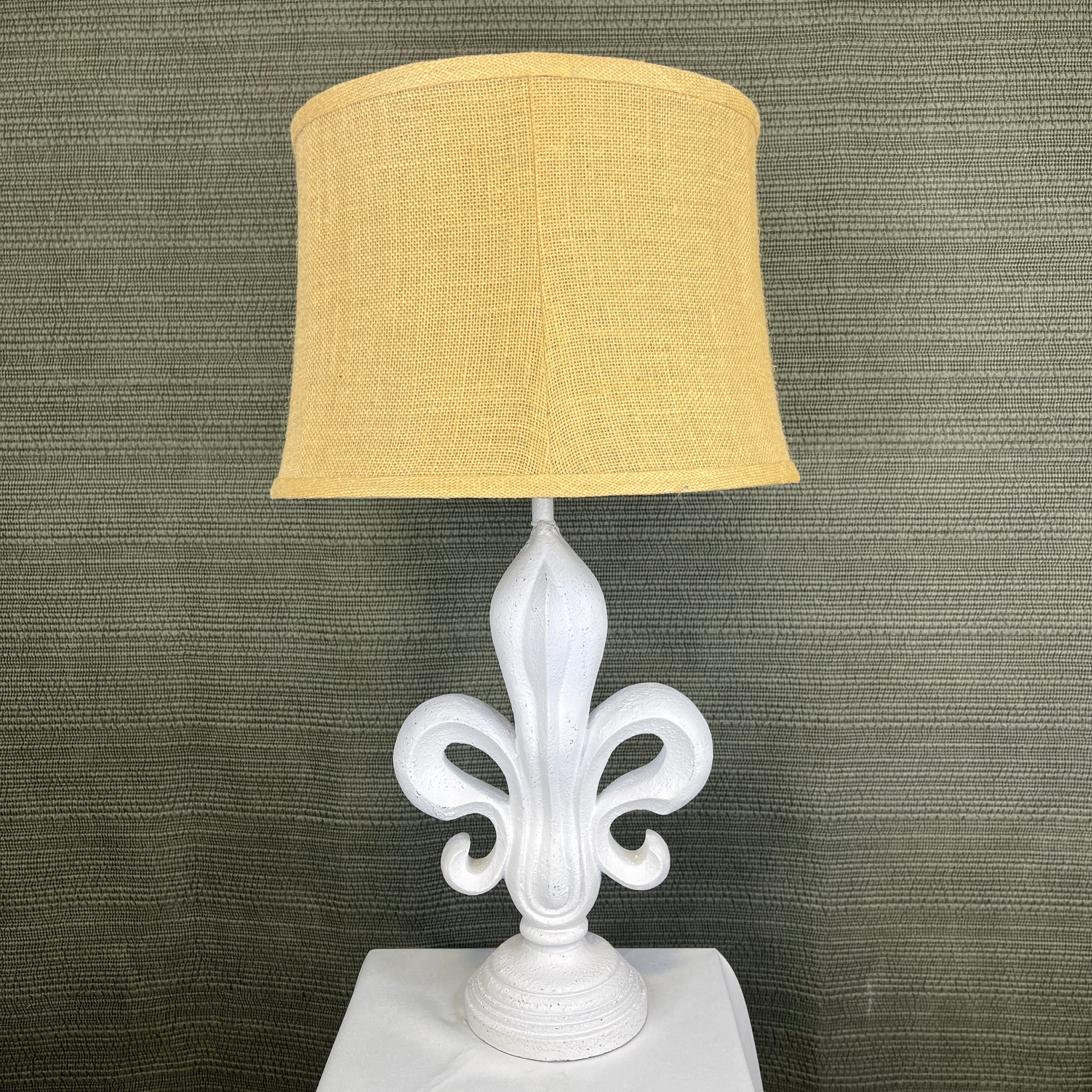 White Plaster Saint with Shade Table Lamp 12"x 7"x 26"