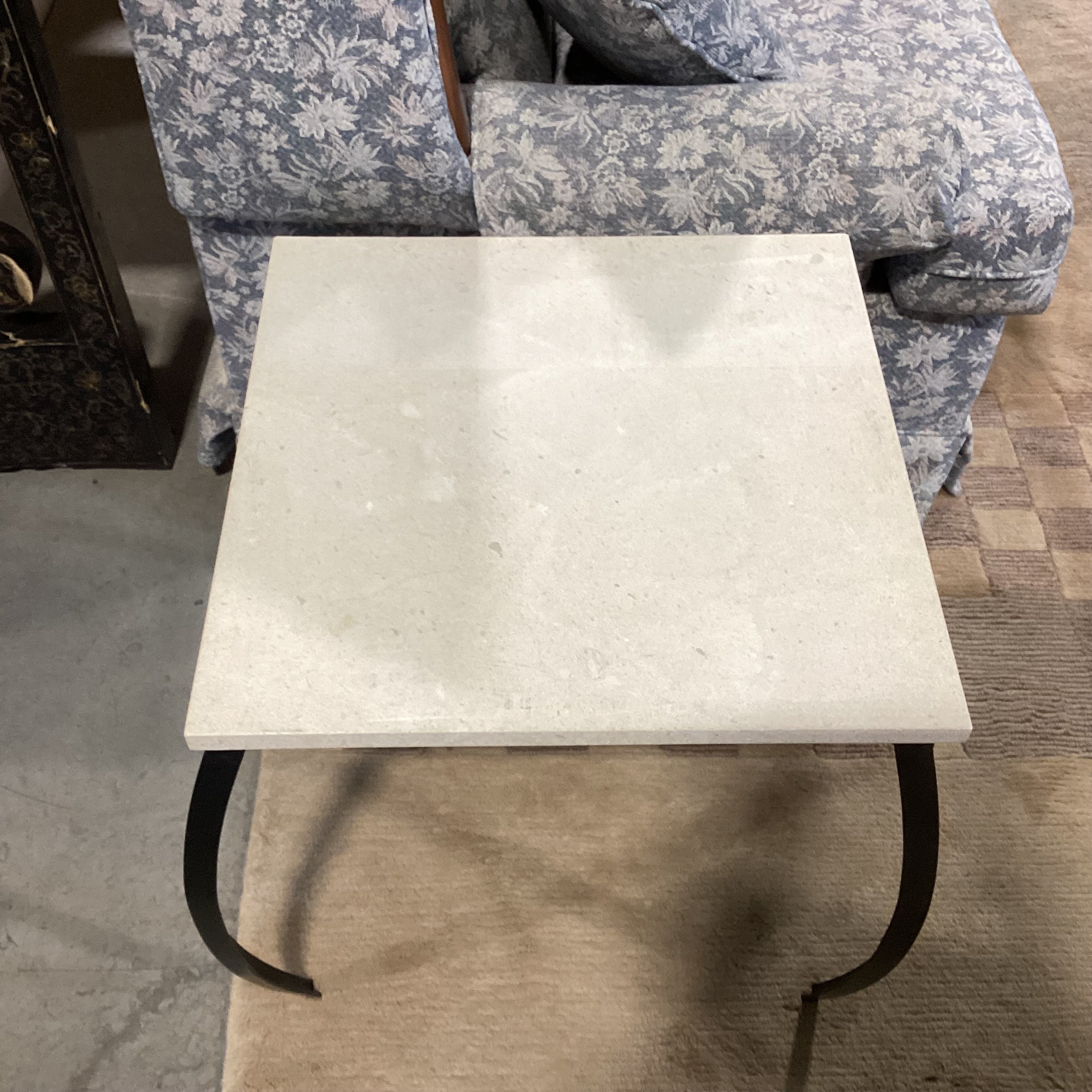 Iron & Stone Top End Table 22"x 22"x 20"
