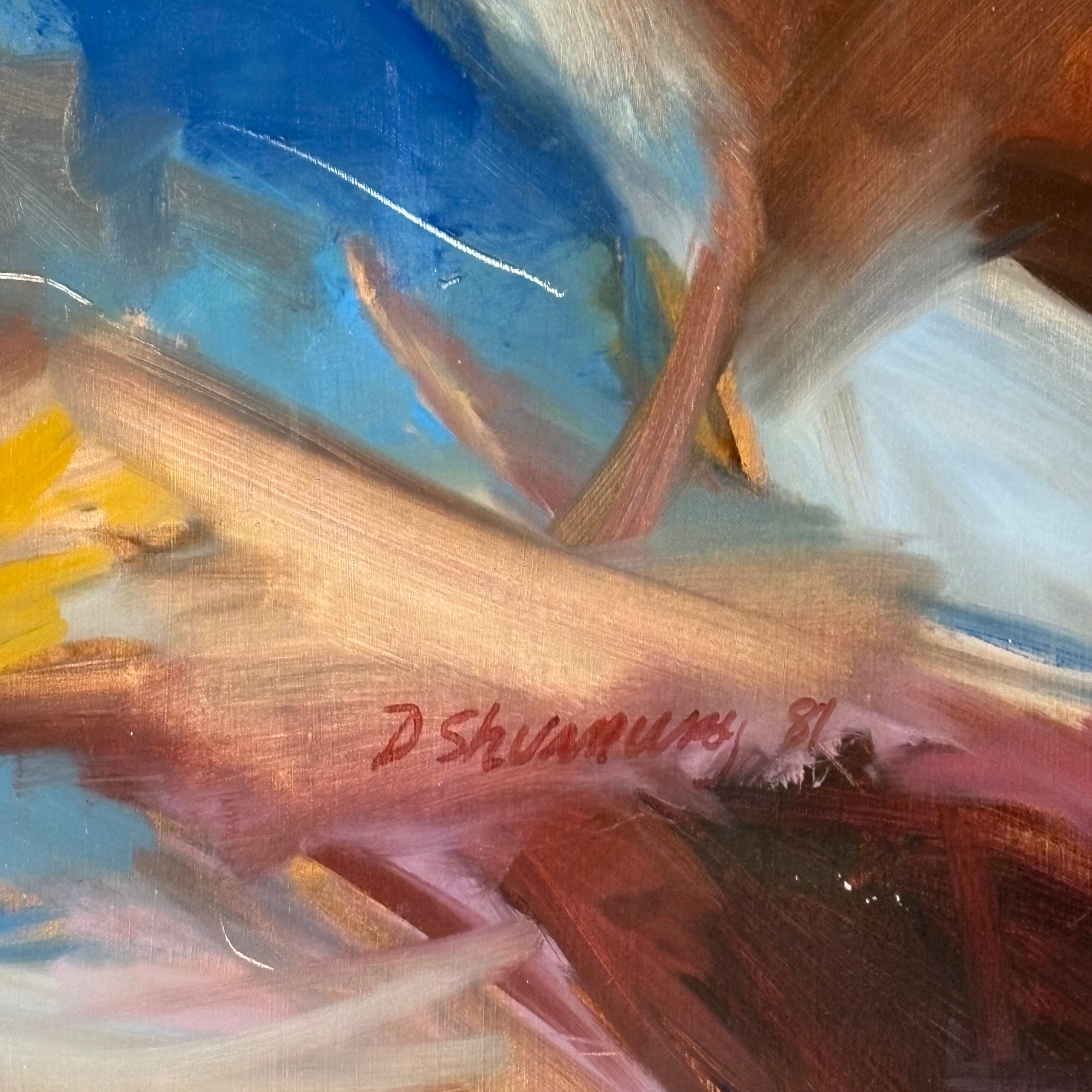 D. Shuanum Abstract Bird Oil on Canvas Board Framed Wall Decor 39.5” x 31.5”