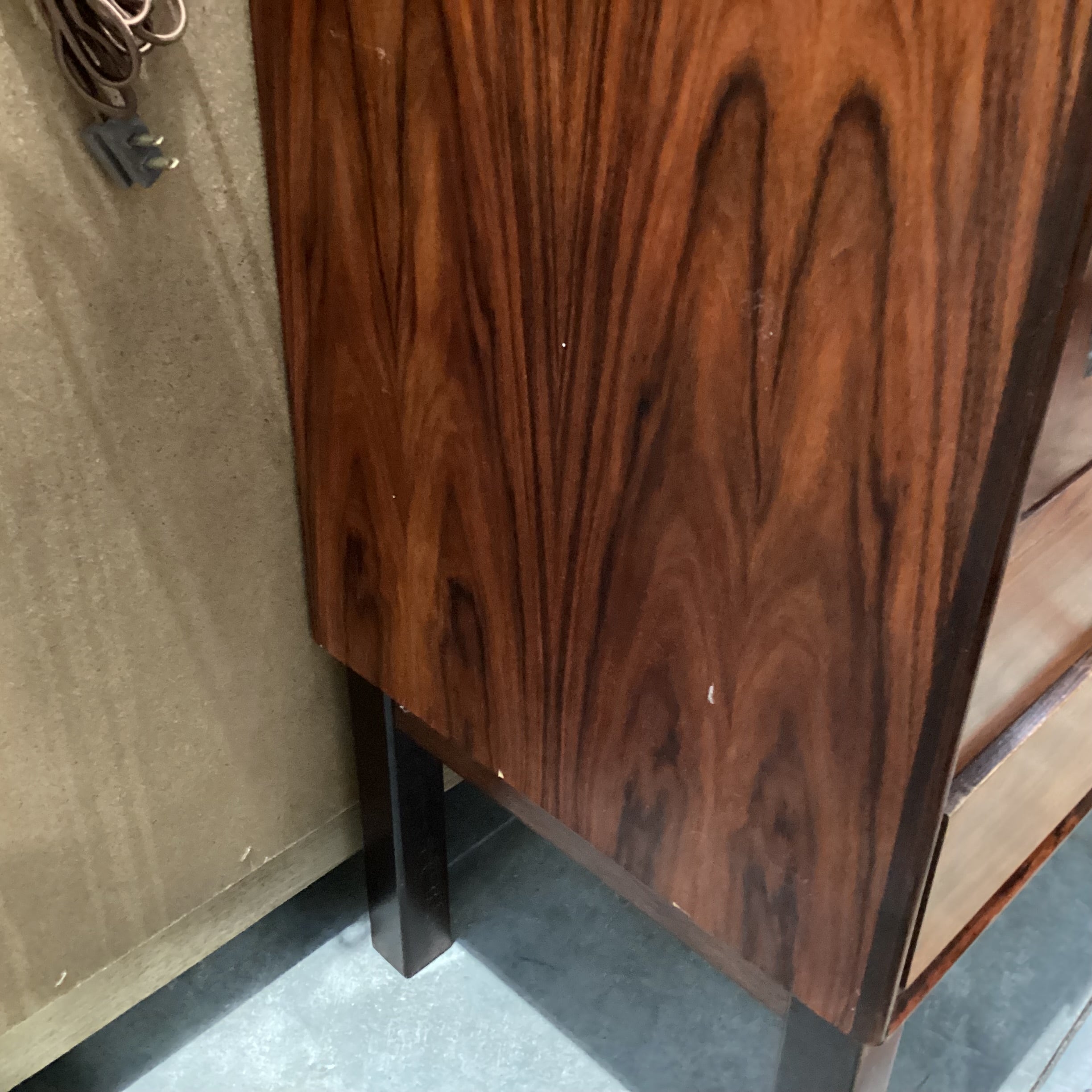 Vintage Danish Mid Century Rosewood & Glass 2 Door with Shelves 4 Drawer Display Cabinet Armoire 39.5"x 16"x 55"