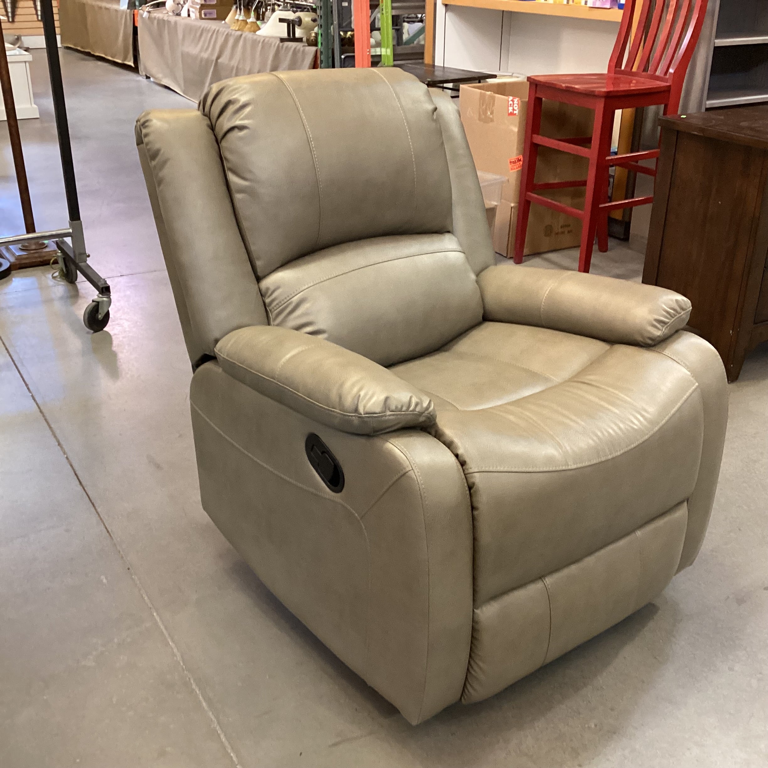 Recpro Taupe Faux Leather Swivel Rock Recliner Chair 31"x 36"x 38"