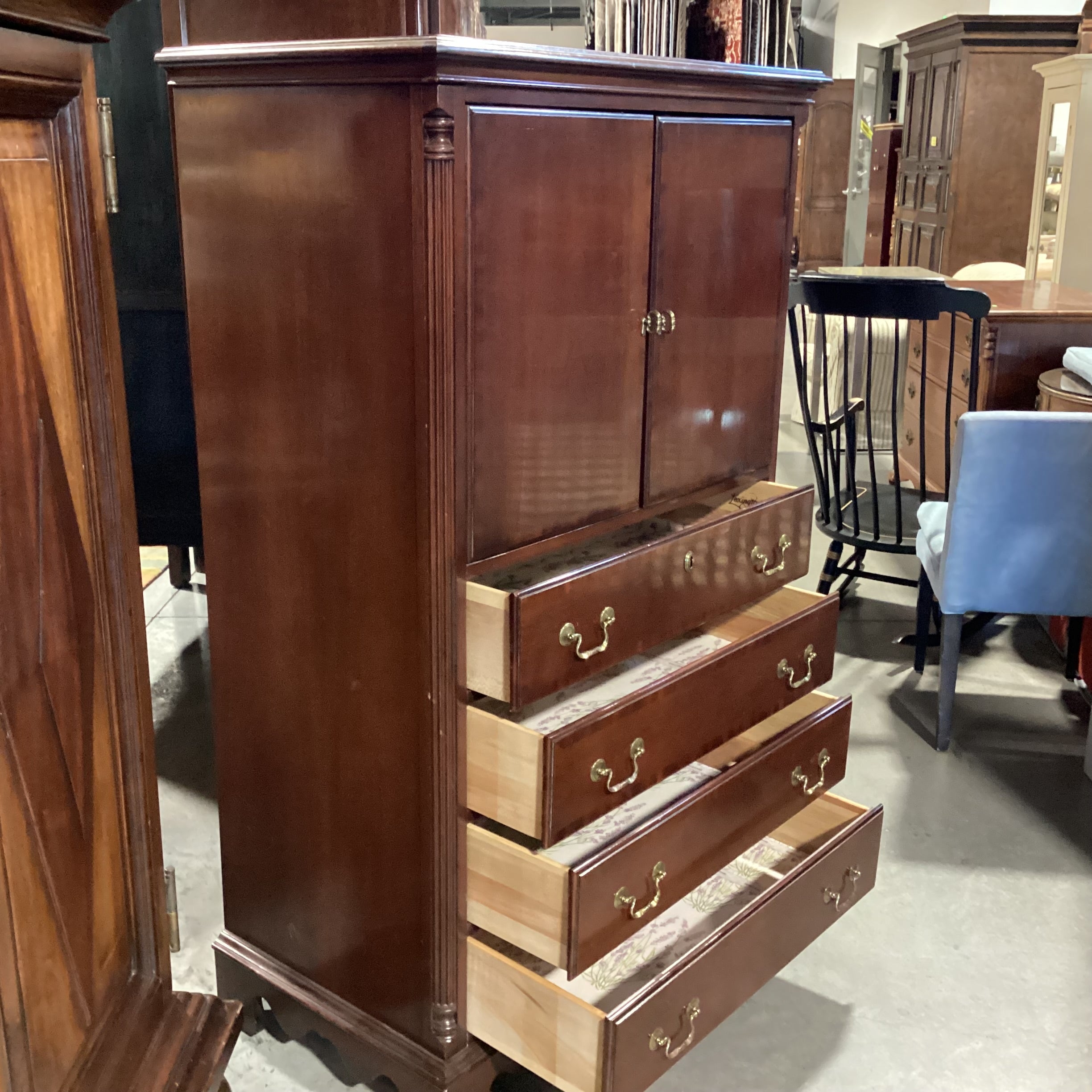 Lexington Dark Finish Wood 2 Door 4 Drawer Cabinet Dresser 36"x 21"x 60"