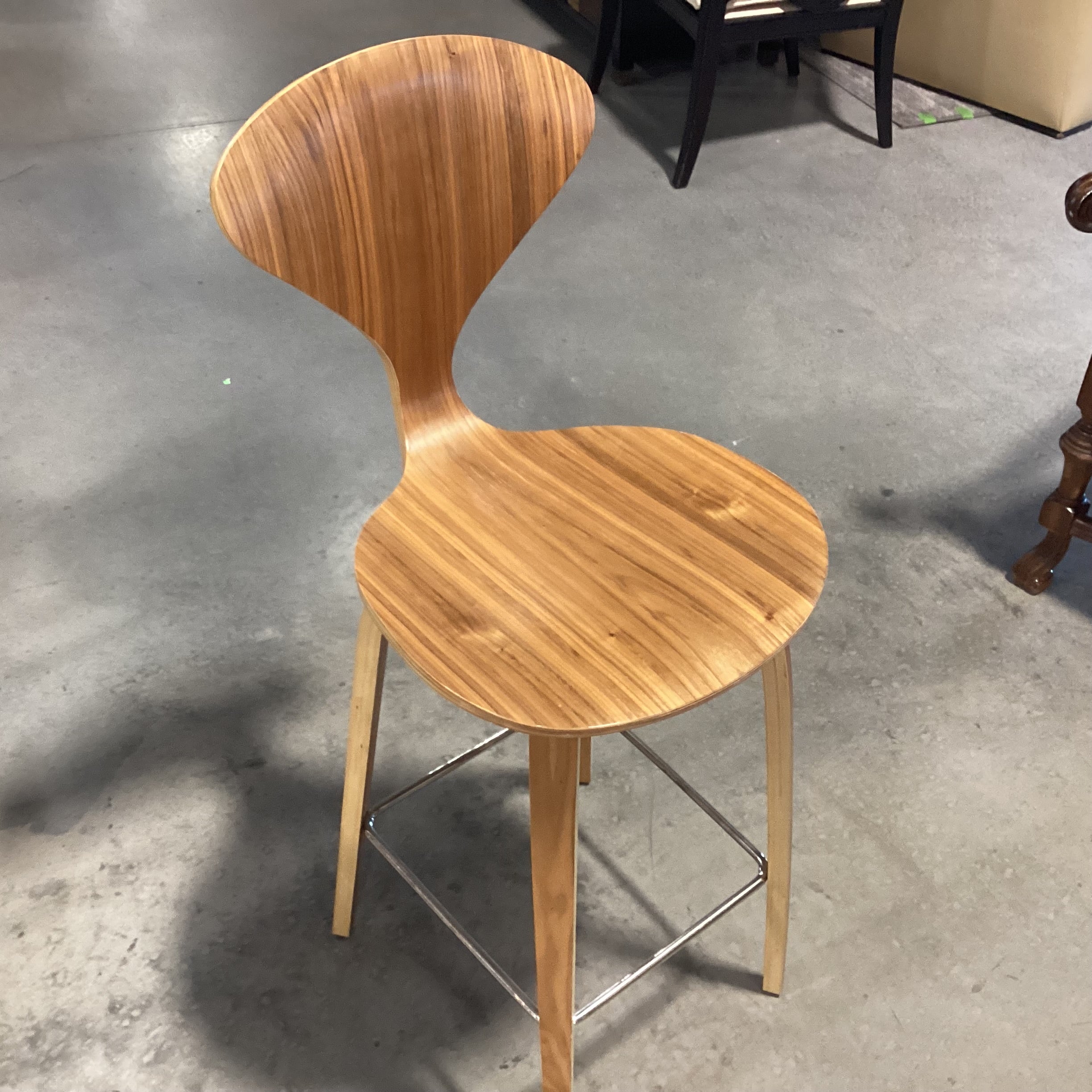 Norman Cherner for Rove Classic Pressed Walnut Modern Barstool 26"