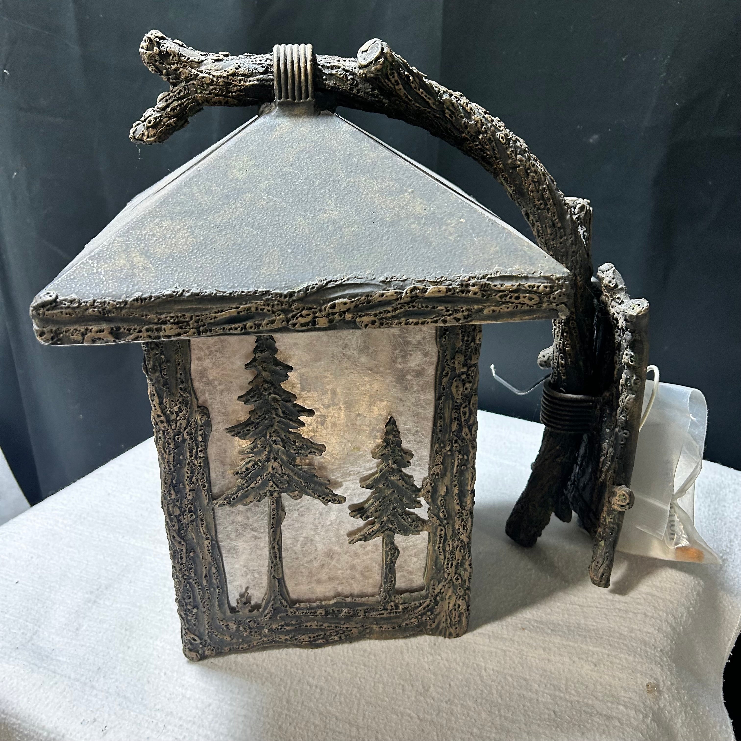 Hammerton Denali Outdoor Sconce Hand Forged Bear & Pine Tree & Mica Panels 10"x 13"x 15"