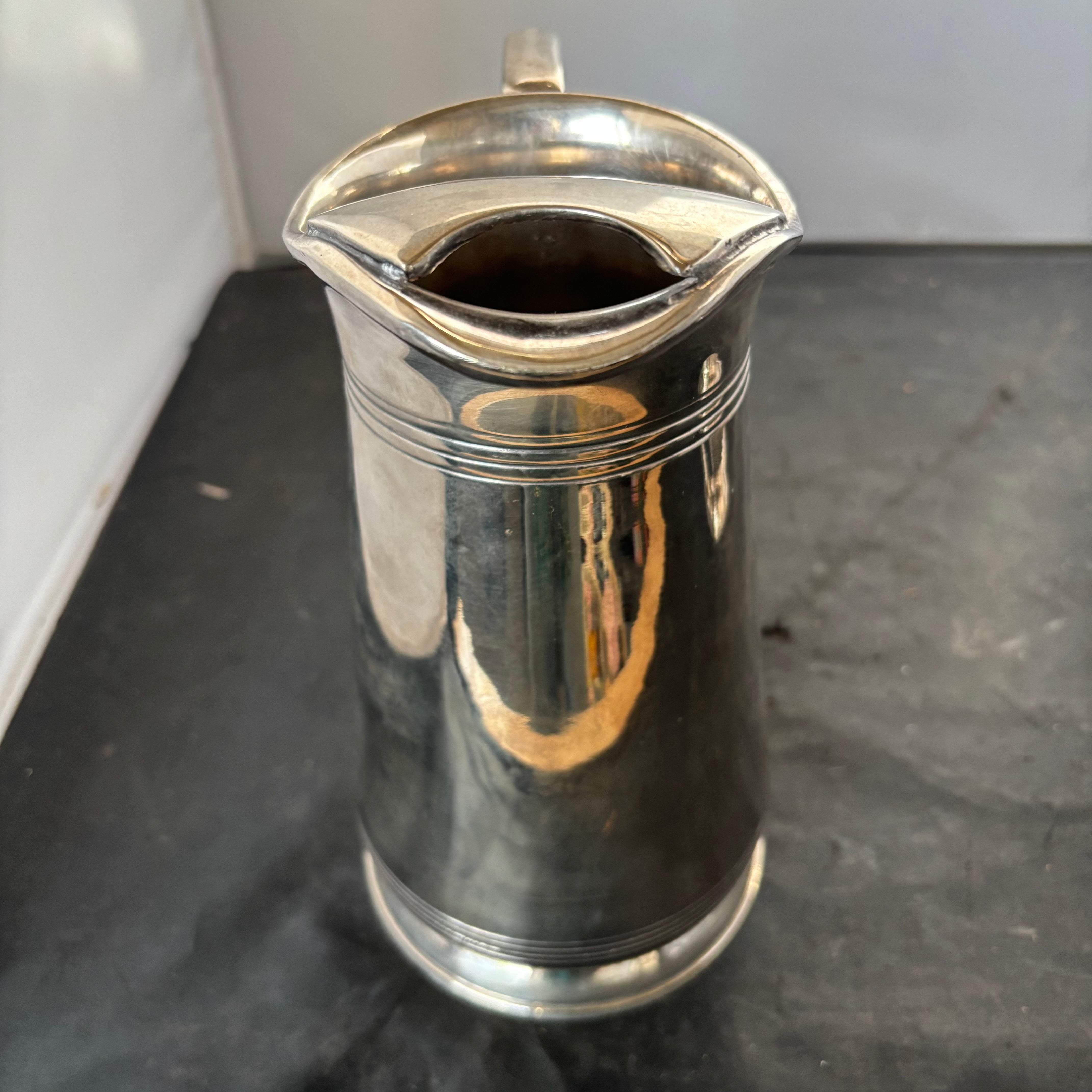 Antique Silverplated French Hotel Style Water with Ice Lip Pitcher, 8.5" x 9.5"Pitcher