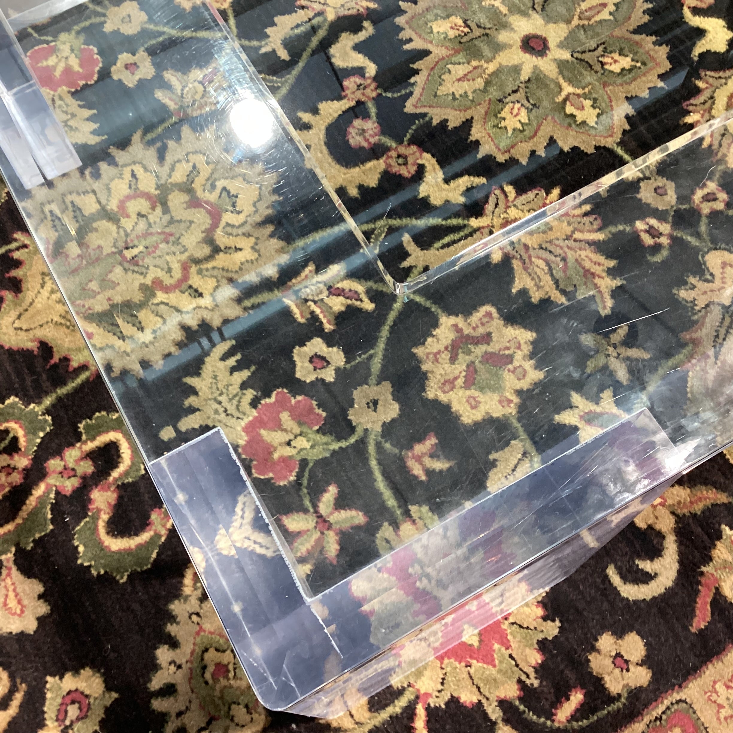 Modern Lucite & Glass Coffee Table 42"x 42"x 19"