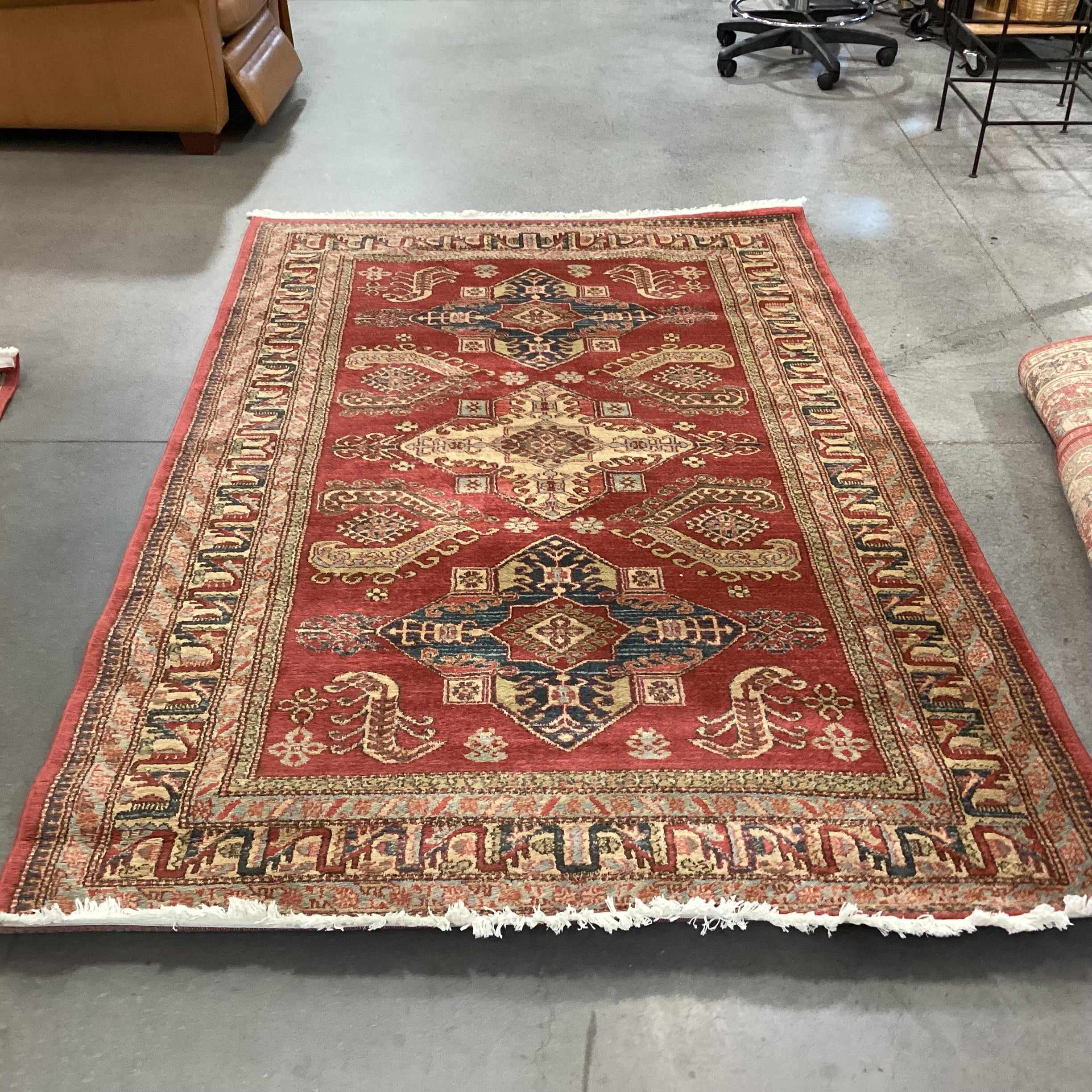 Unique Loom Serapi Collection Red Gold Blue Poly Rug 5'x 8'