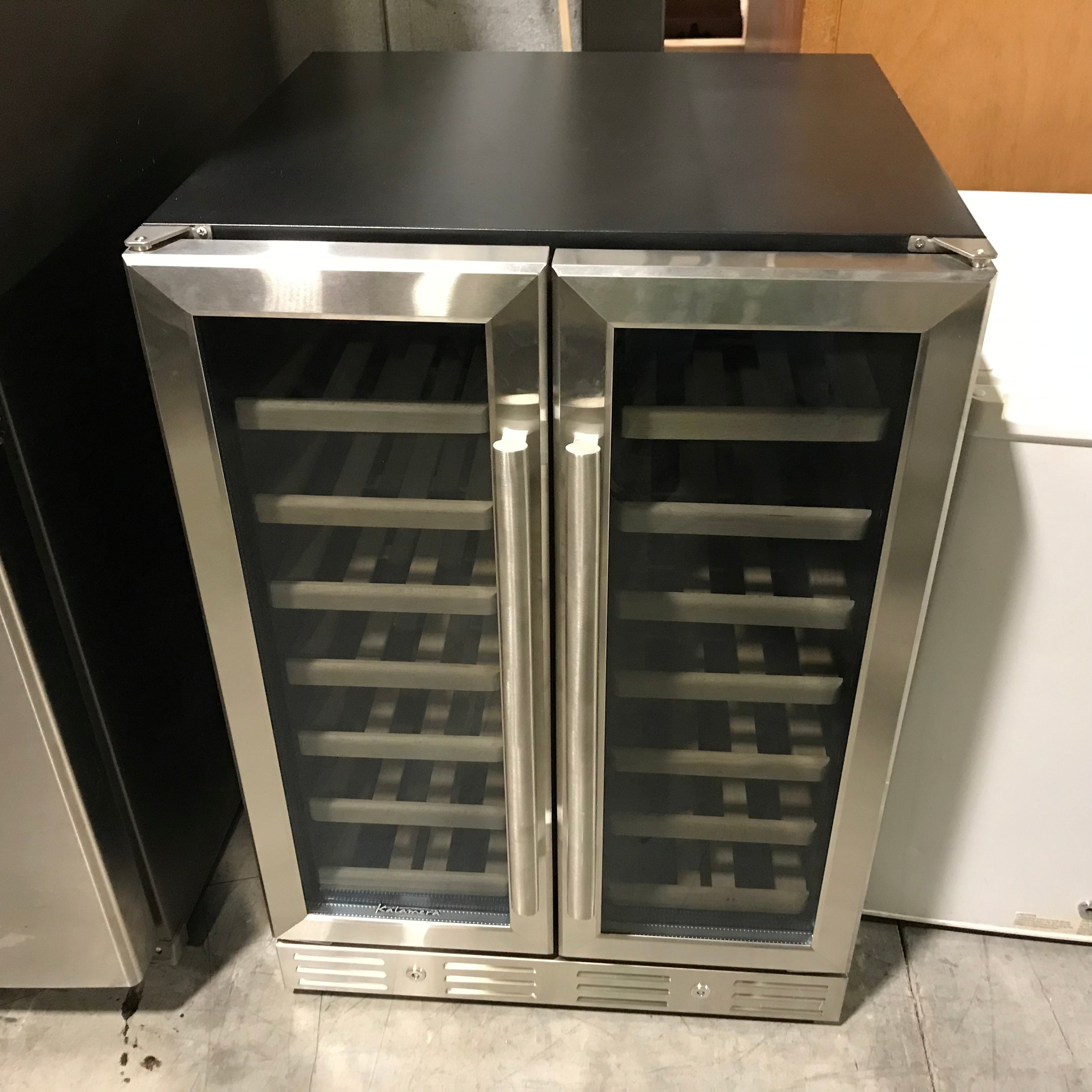 Kalamera Stainless Steel, Double Door, Dual Zone, 27 Bottle, Wine Cooler 23.5"x 22"5x 34"