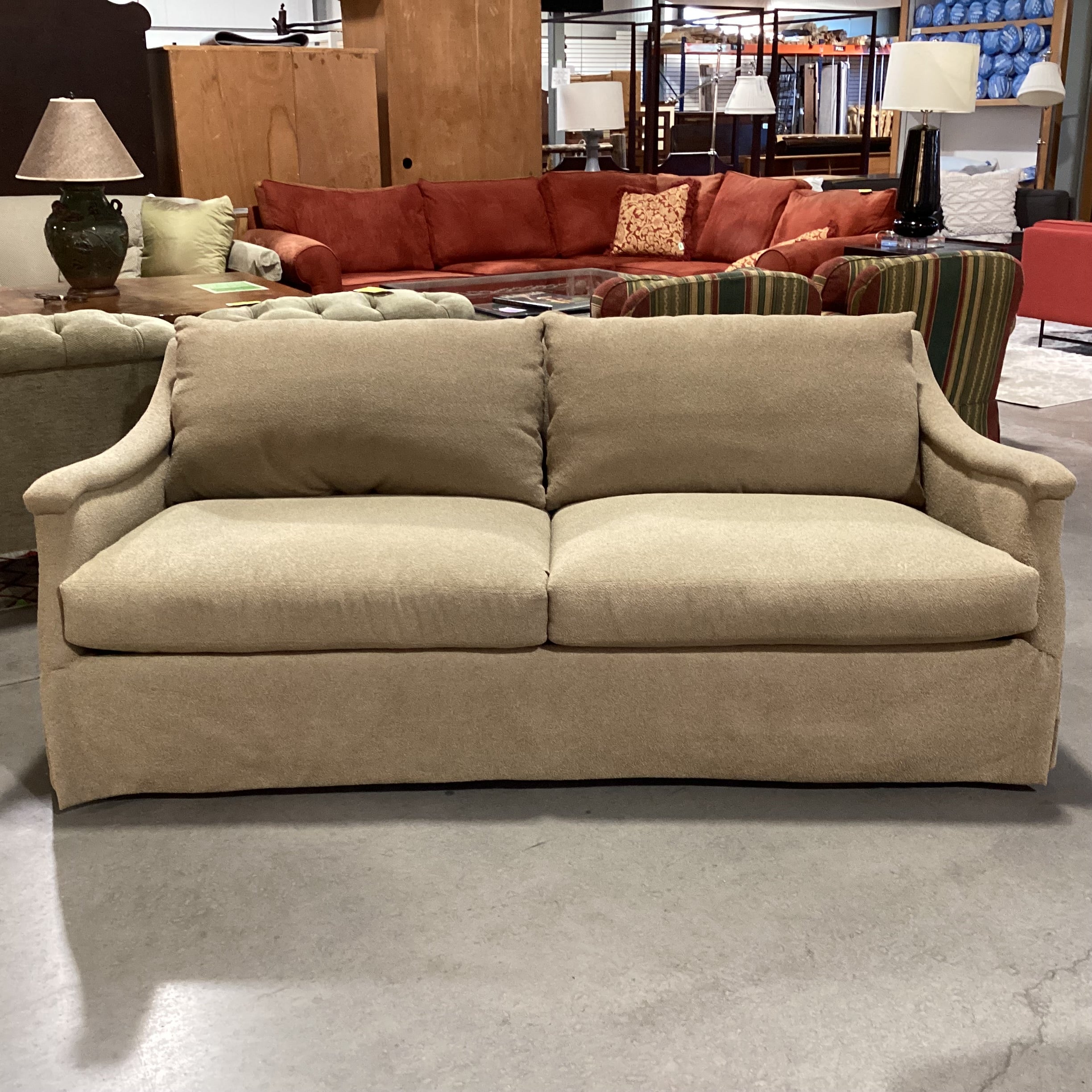 LEE Industries Golden Tan Raised Texture Woven Down Mix & Slope Arm Sofa 78"x 40"x 30"