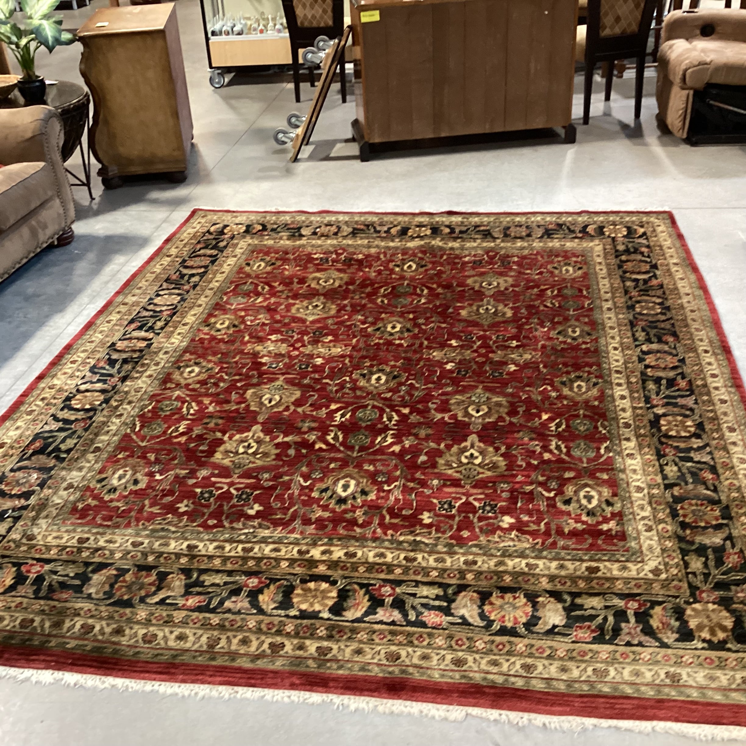 Red Gold Black Hand Woven Wool Rug 8'1"x 10'1"
