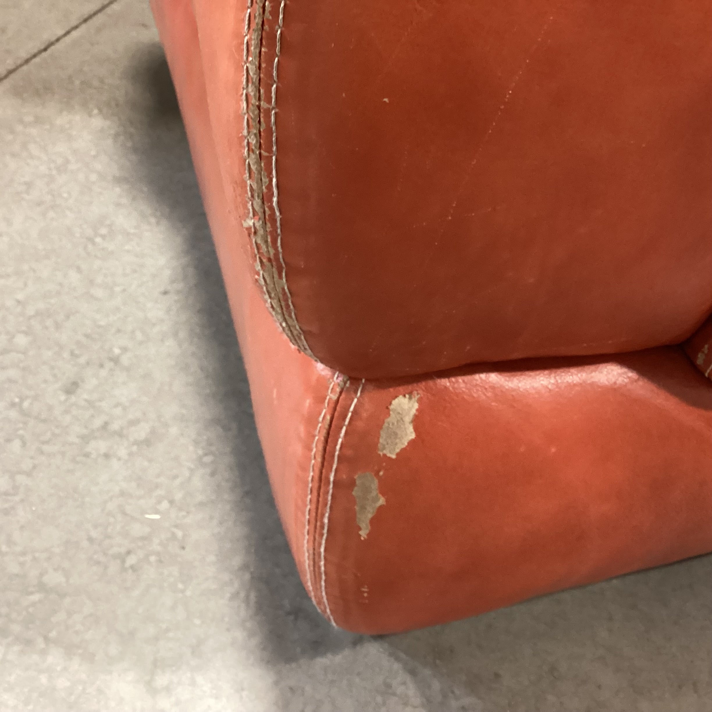 Burnt Orange Leather Loveseat Sofa 68"x 39"x 36"