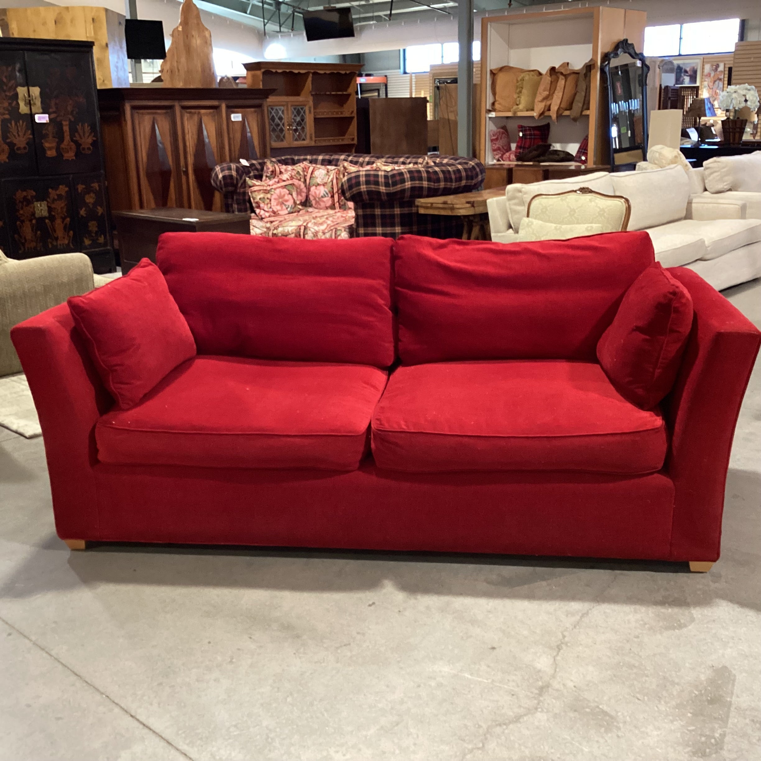 Red Woven & Down Mix Sofa 88"x 41"x 31"