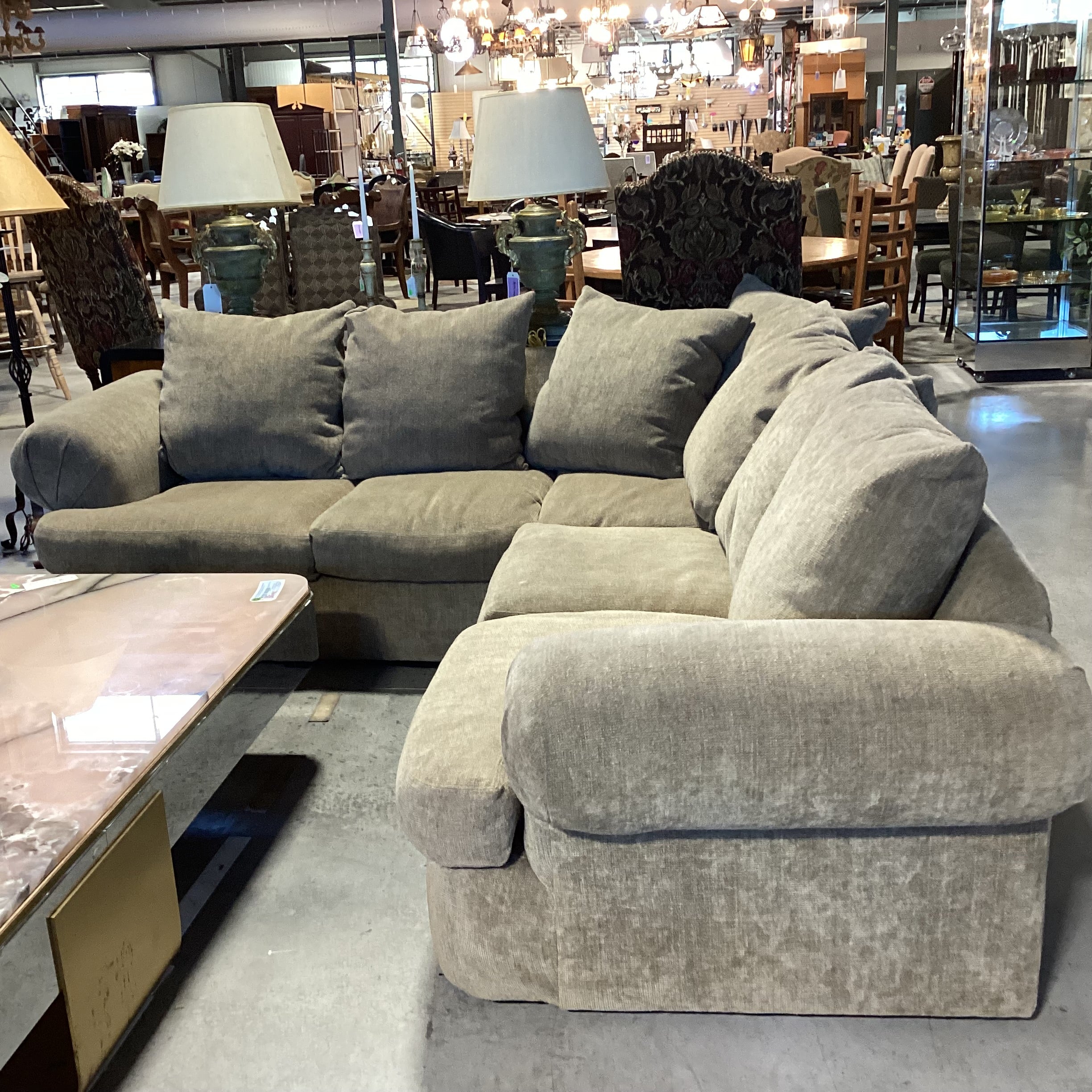 Sage Chenille Woven Down Mix 2 Piece Sectional 102"x 102"x 42"x 30"