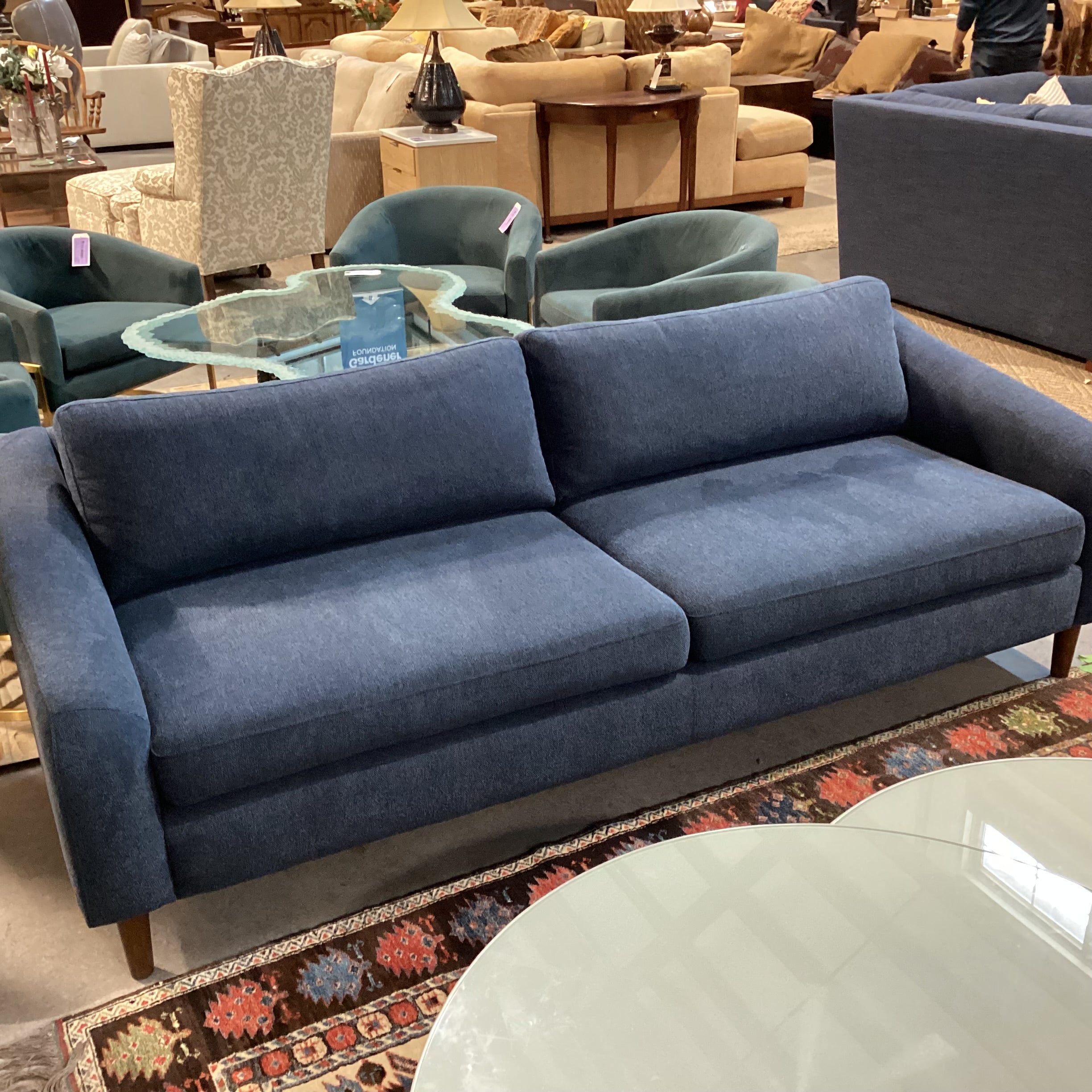 Falkon Furniture Mid Century Style Royal Blue Woven Sofa 86"x 35"x 28"