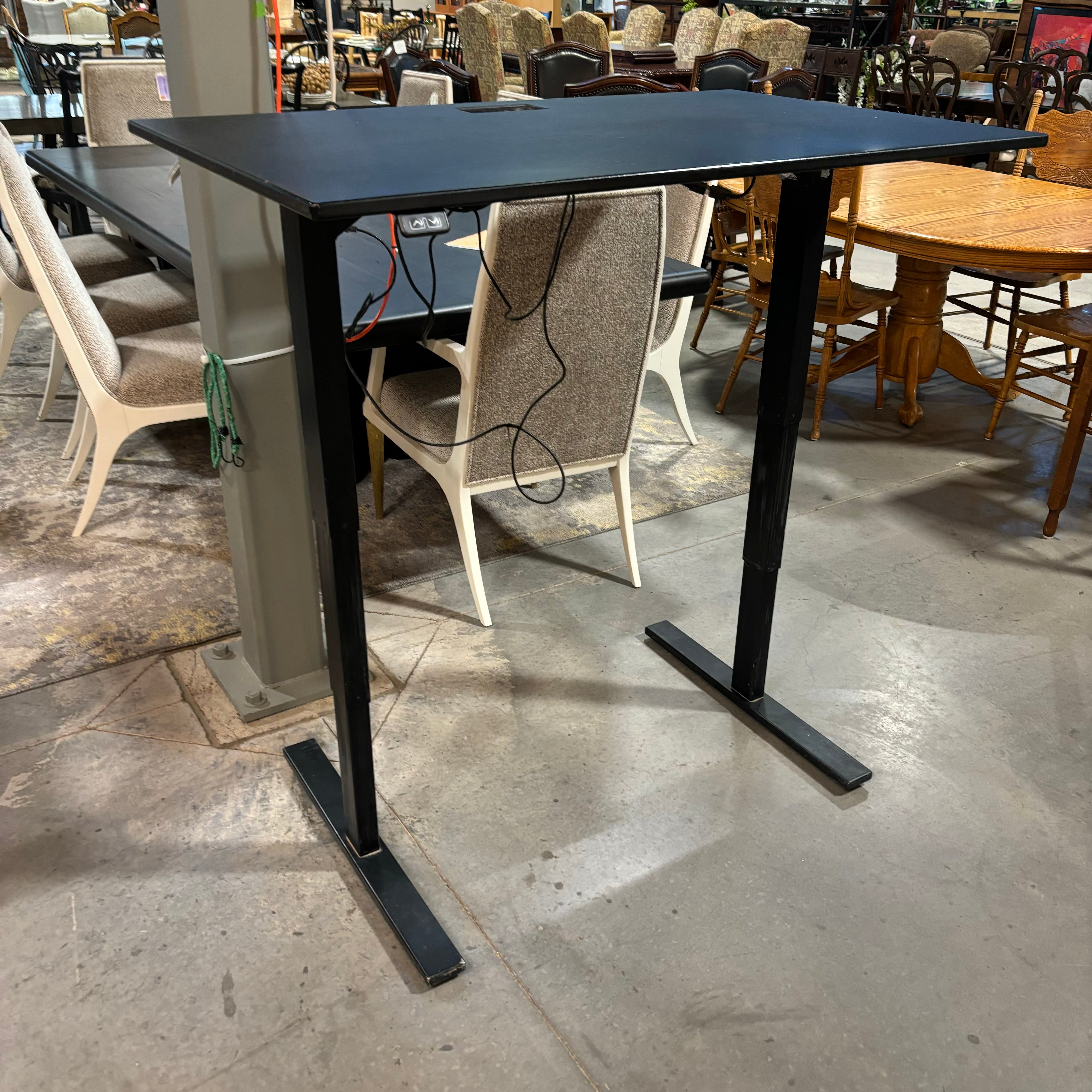 Evodesk Black Coated Wood & Steel Base Adjustable Height Sit to Stand Desk 48"x 30"x 24.5" to 50"