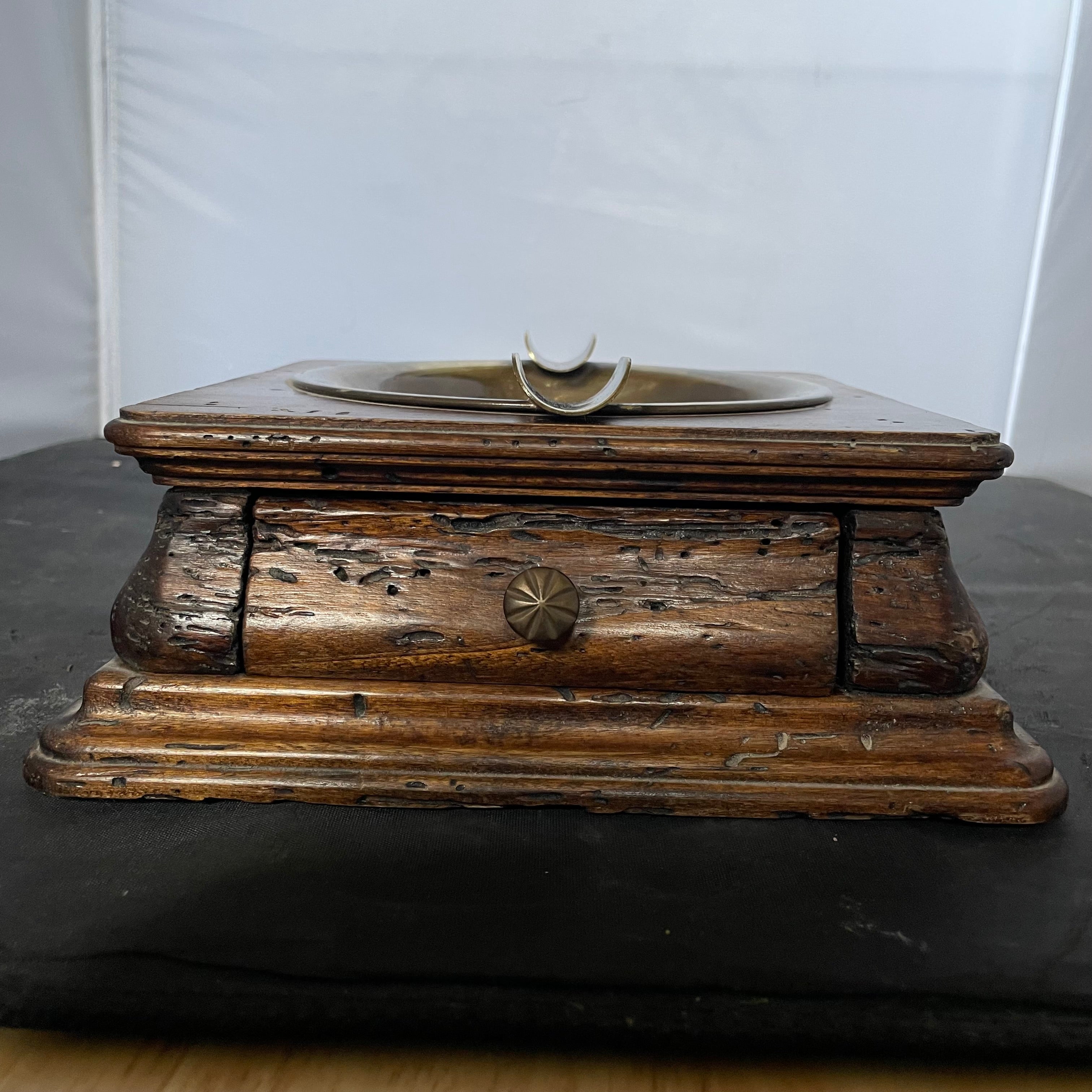 Vintage Nat Sherman Wood/Brass 1 Drawer Cigar Ashtray