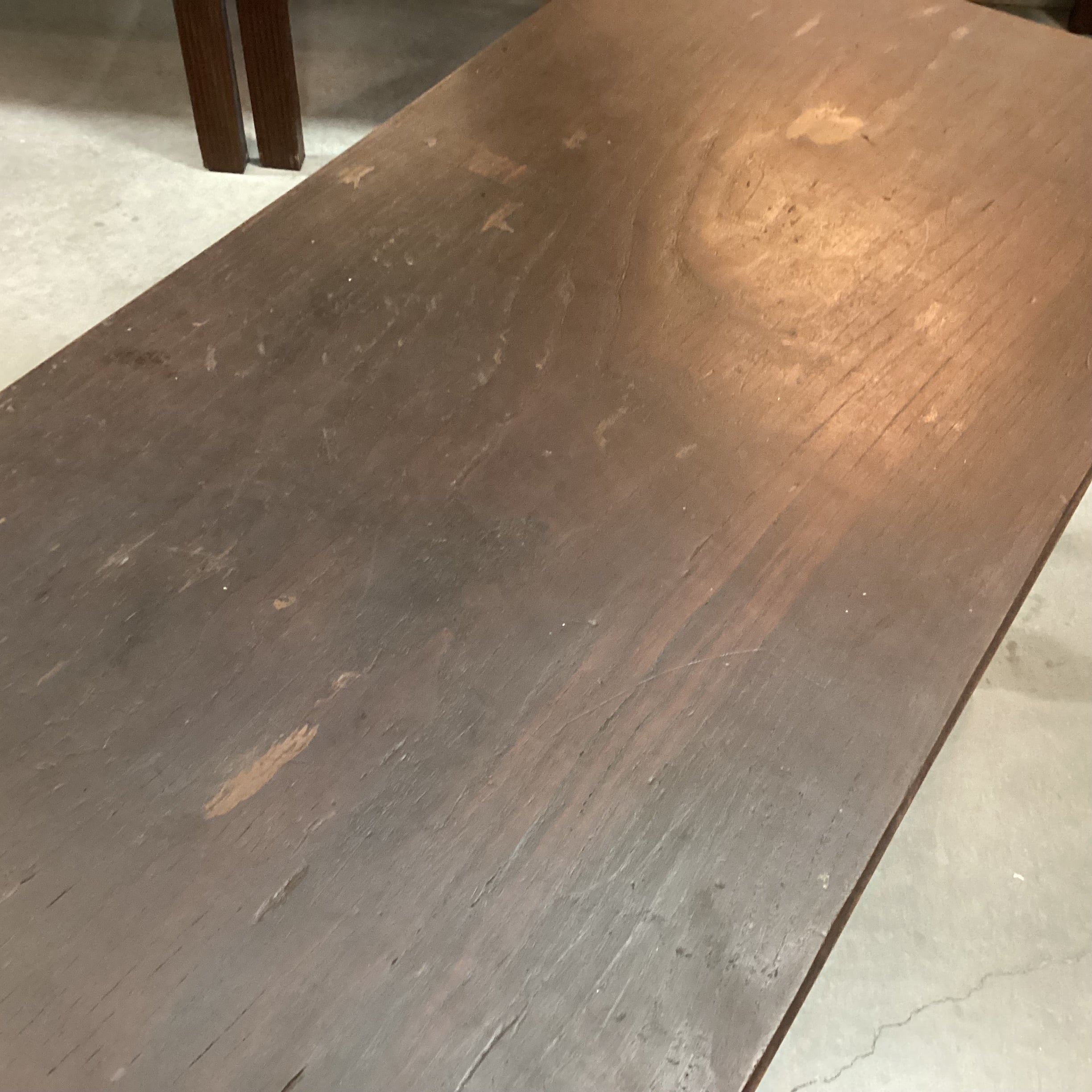 Antique Dark Finish Wood with Bobbin Turnings & Iron Stretchers Accent Table 44.5"x 22"x 28.5"