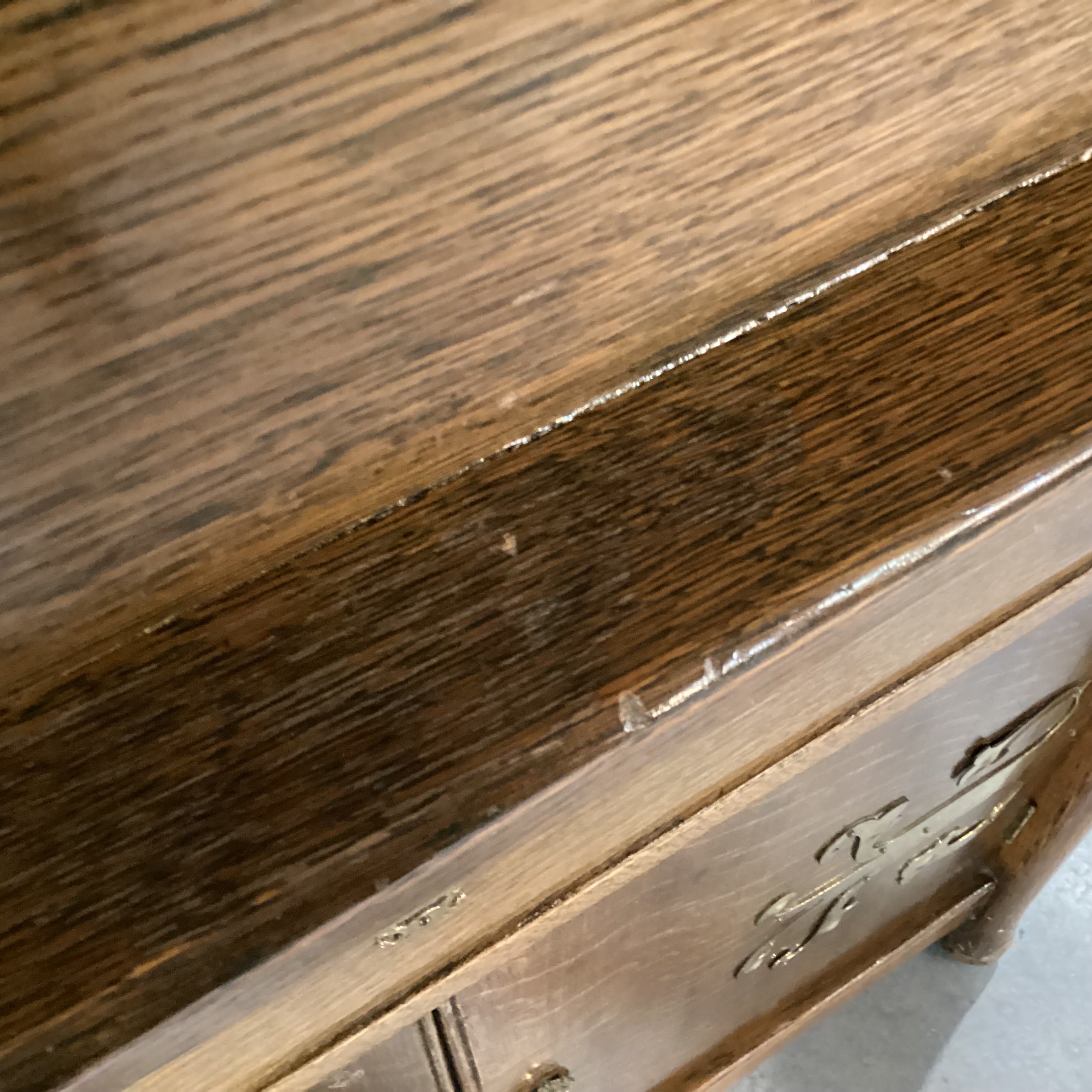 Antique Finished Quarter Sawn Oak with New Brass Embellishments Secretary Desk 29"x 14"x 58.5"