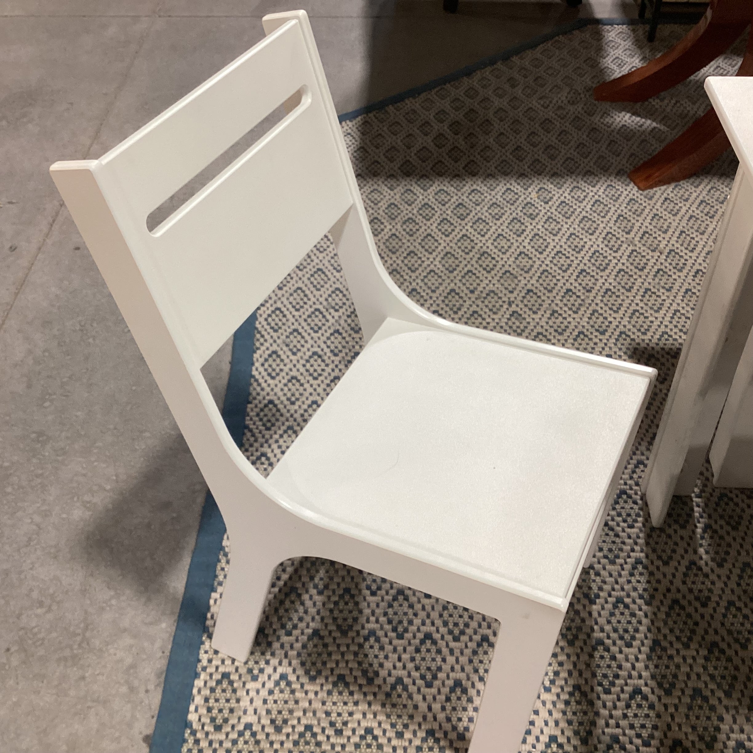 lOll White High Density Plastic Table with 2 Chairs 2 Stools 1 Bench Dining Set 62"x 30"x 30"