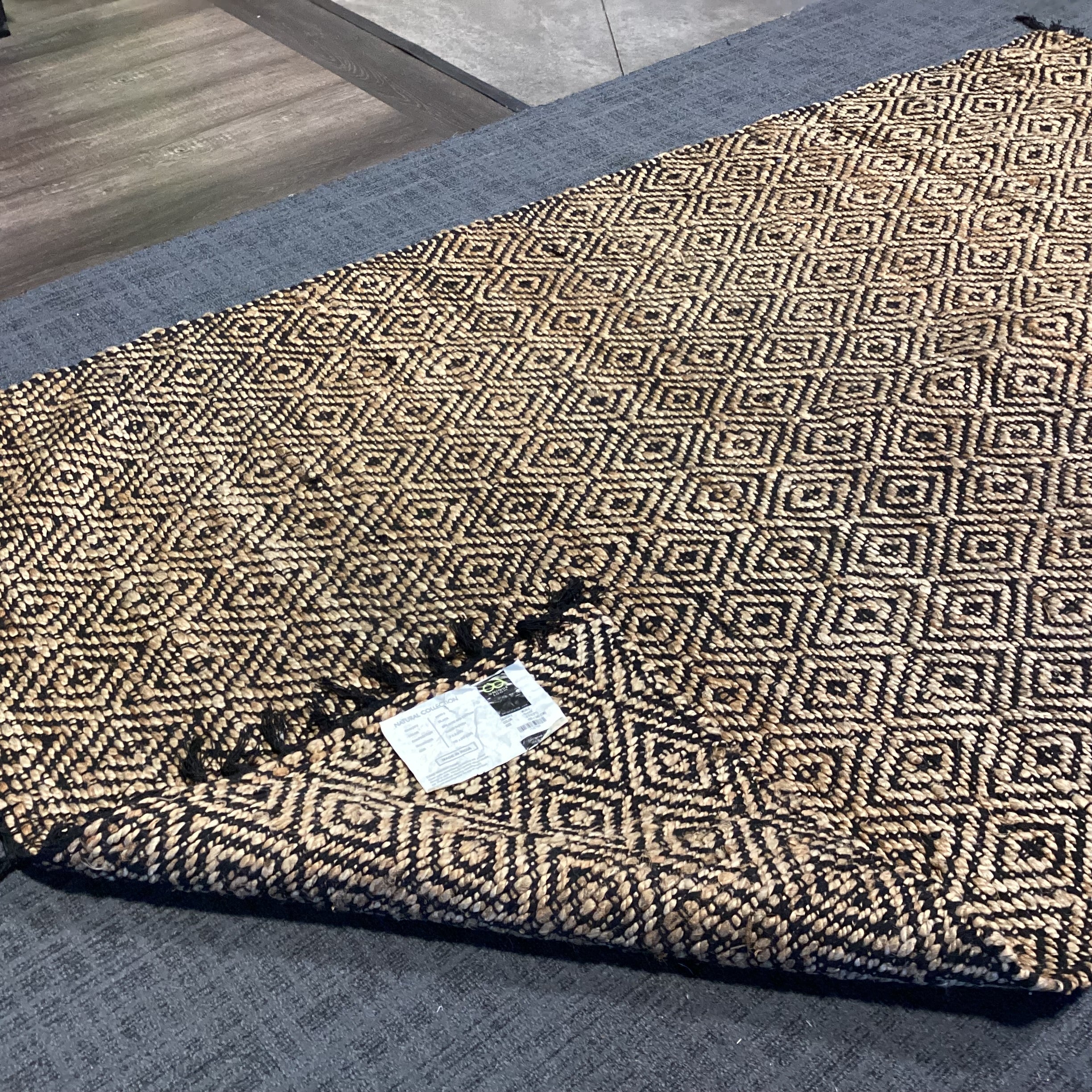 Unique Loom Black & Tan Jute Hand Woven Rug 5'x 8'