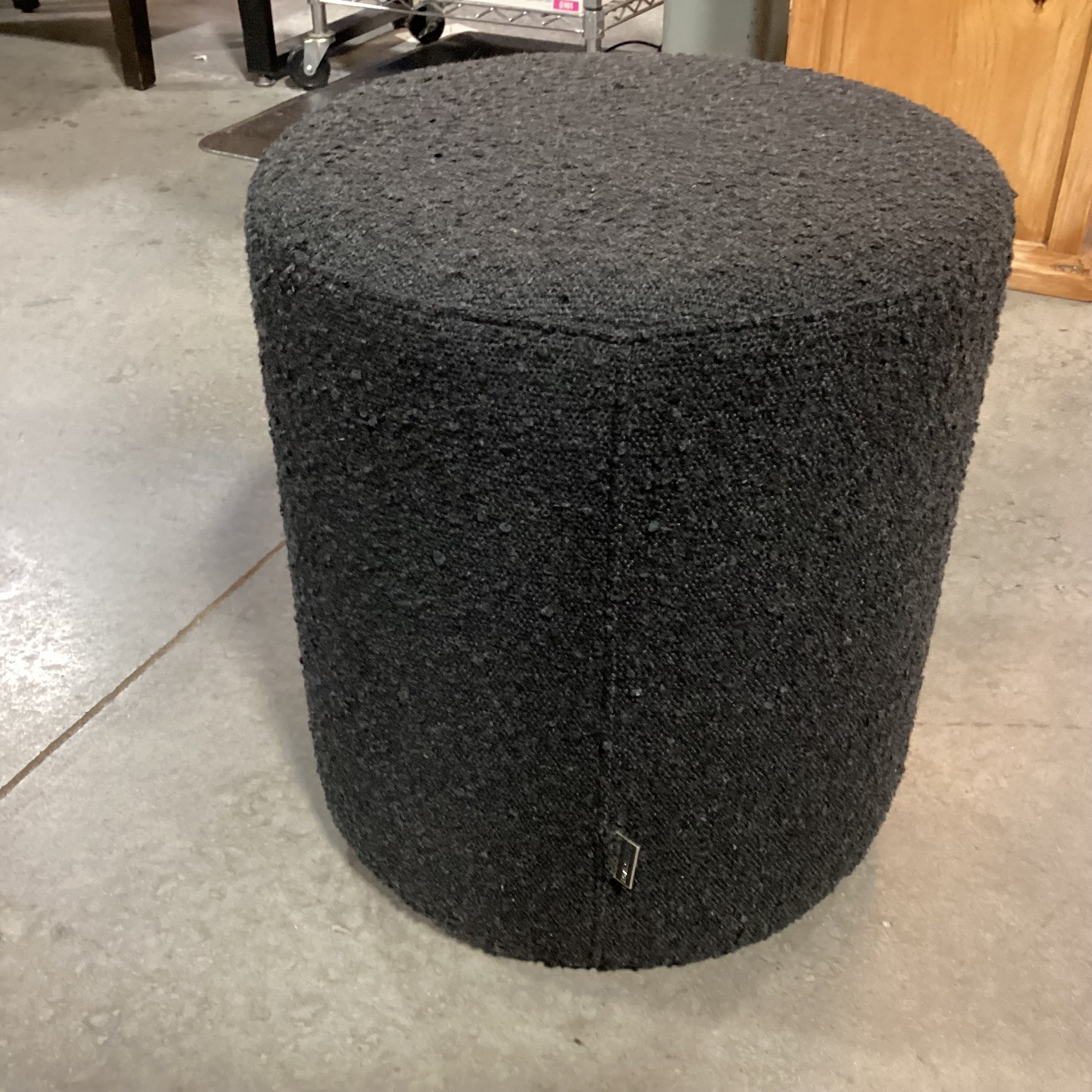 Rove Concepts Black Chatou Boucle Stool Ottoman 16" Diameter x 18"