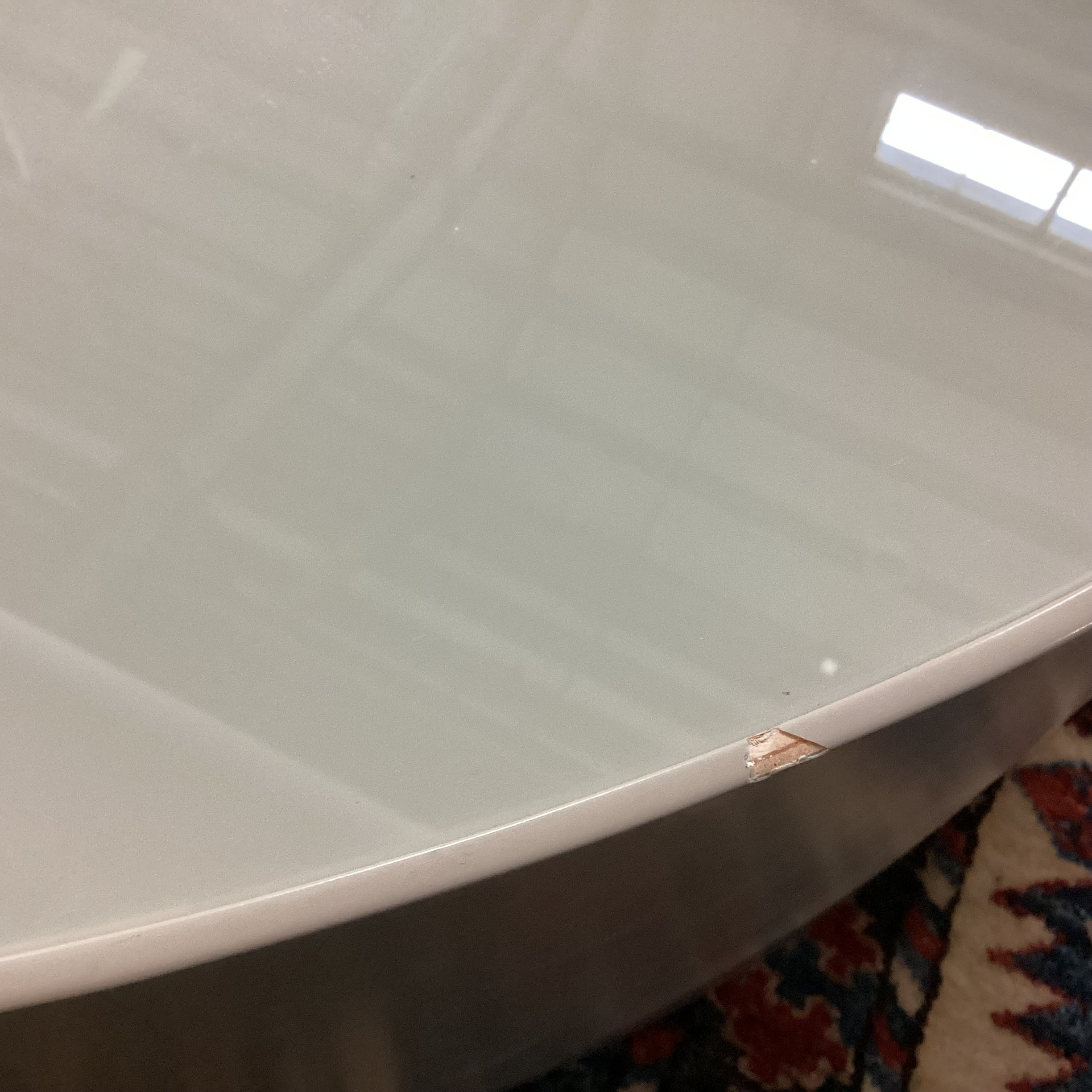 Modern Grey Lacquer & Glass Top Double Nesting Circles Coffee Table 67"x 43.5"x 12"