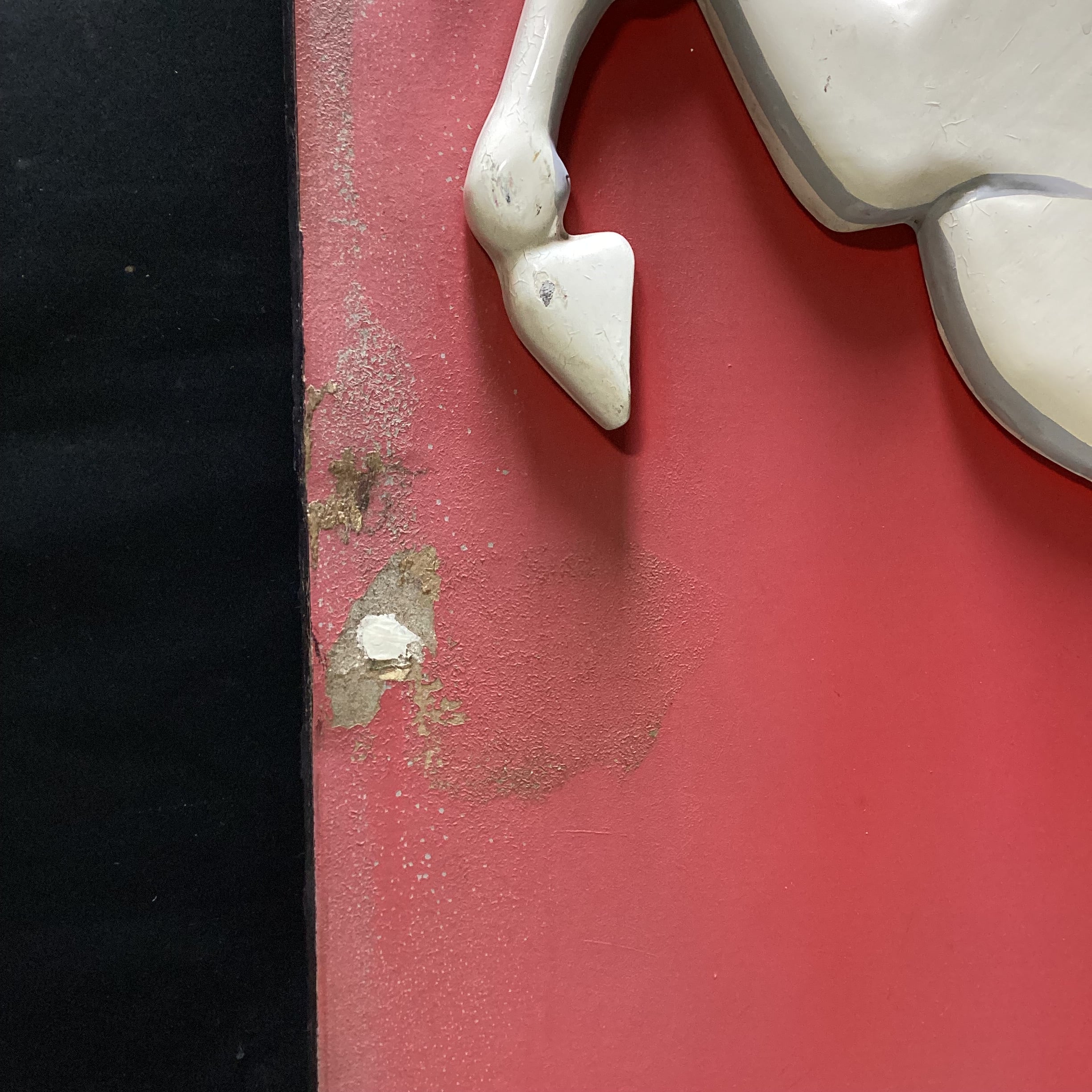 Vintage "White Horse" Wooden Sign With Enamel Horse 27" x 41"