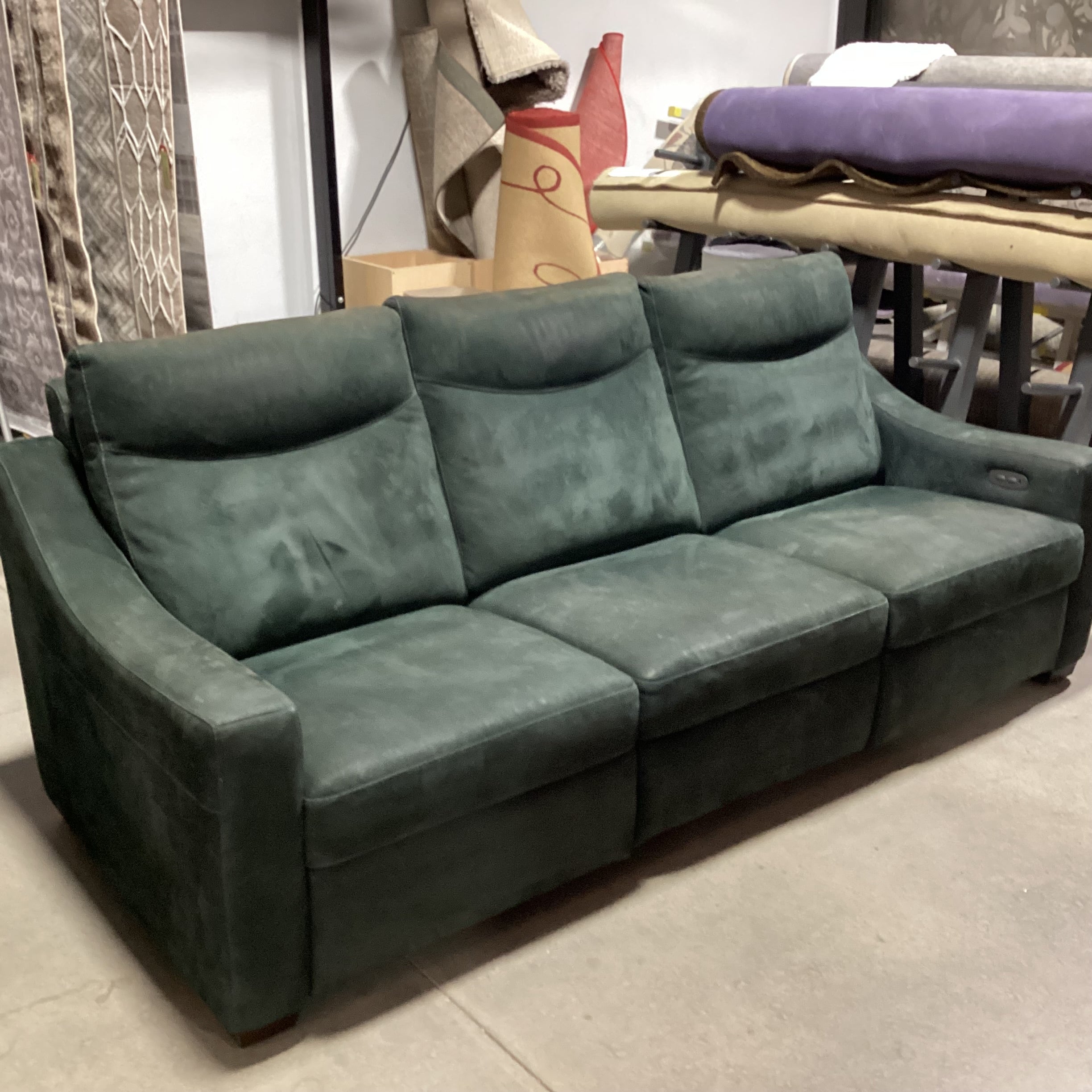 American Leather Furniture Jade Ultra Suede Power Reclining Sofa 94"x 41" to 68"x 41"