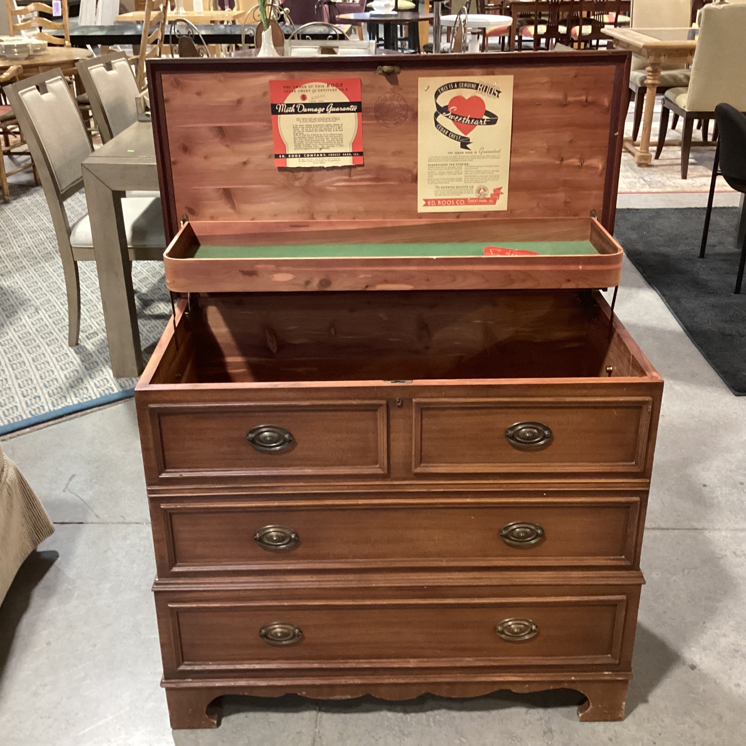 Vintage Ed Roos Sweetheart Cedar Chest Trunk 35.5"x 18.5"x 30.5