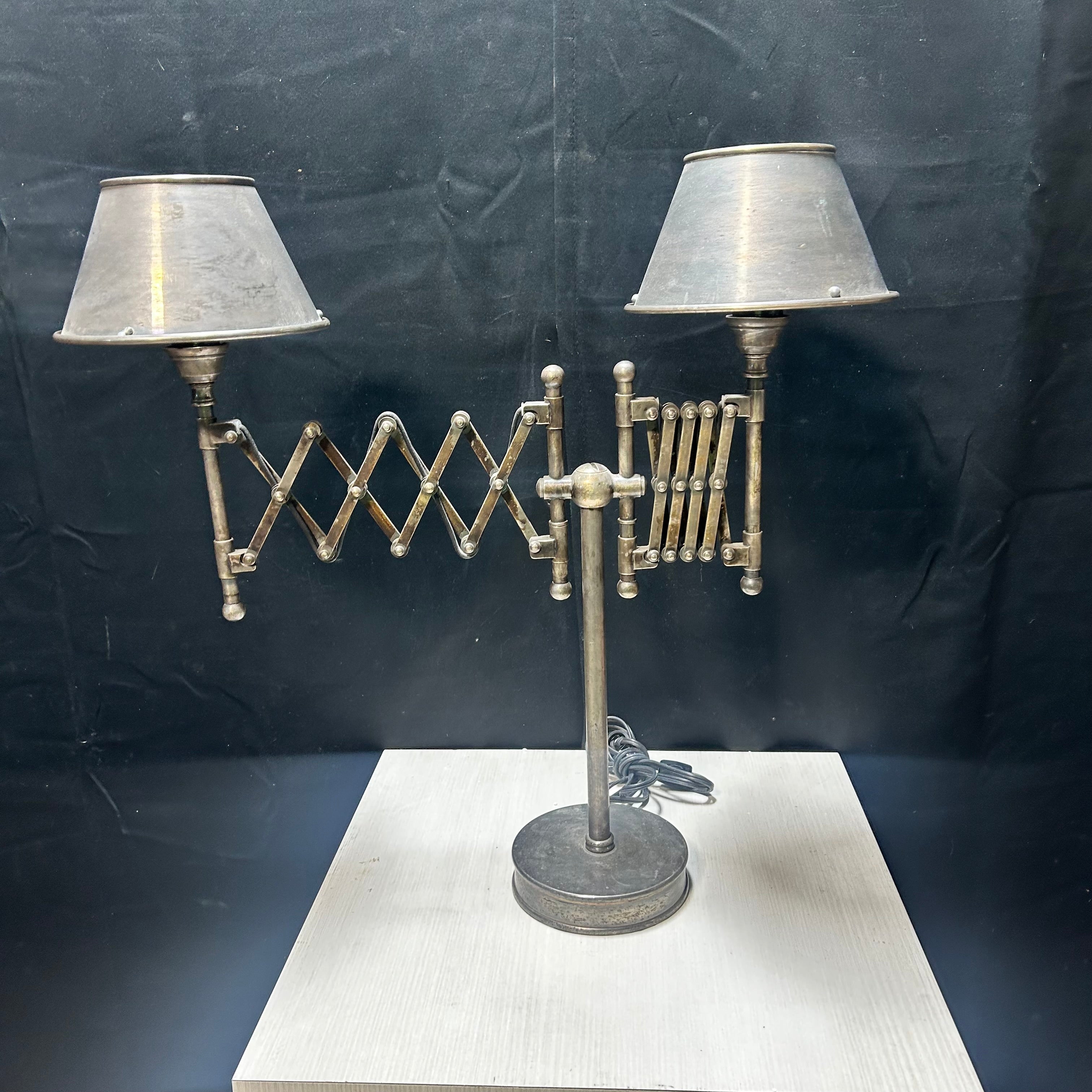 Hard To Find Double Accordion Industrial Table Lamp 17"x 8"x 24"