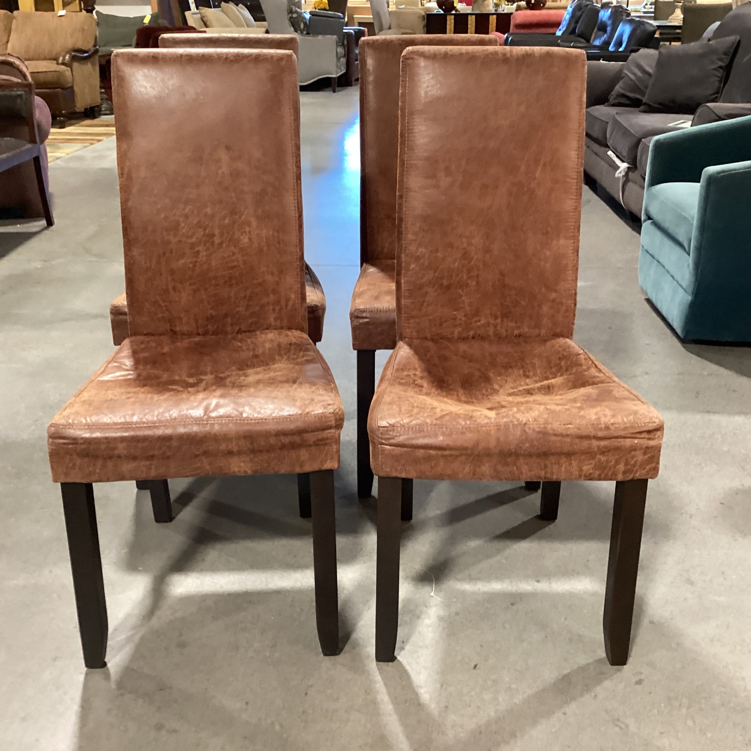 SET of 4 Grey Woven Nailhead with Black Wood Legs Dining Chairs 19"x 24"x 38"