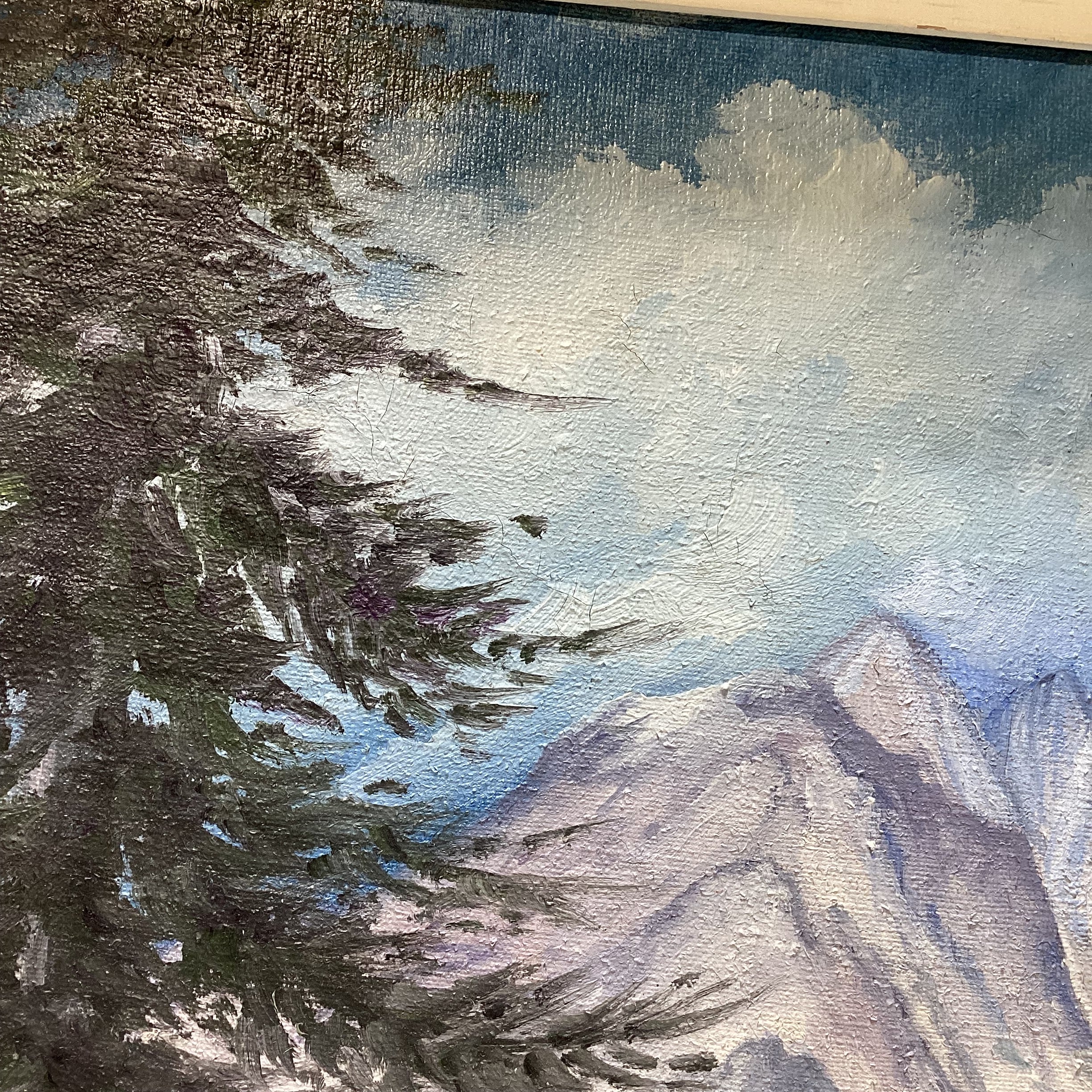 H. Metz Signed Original Mountainscape Painting 30" x 26"