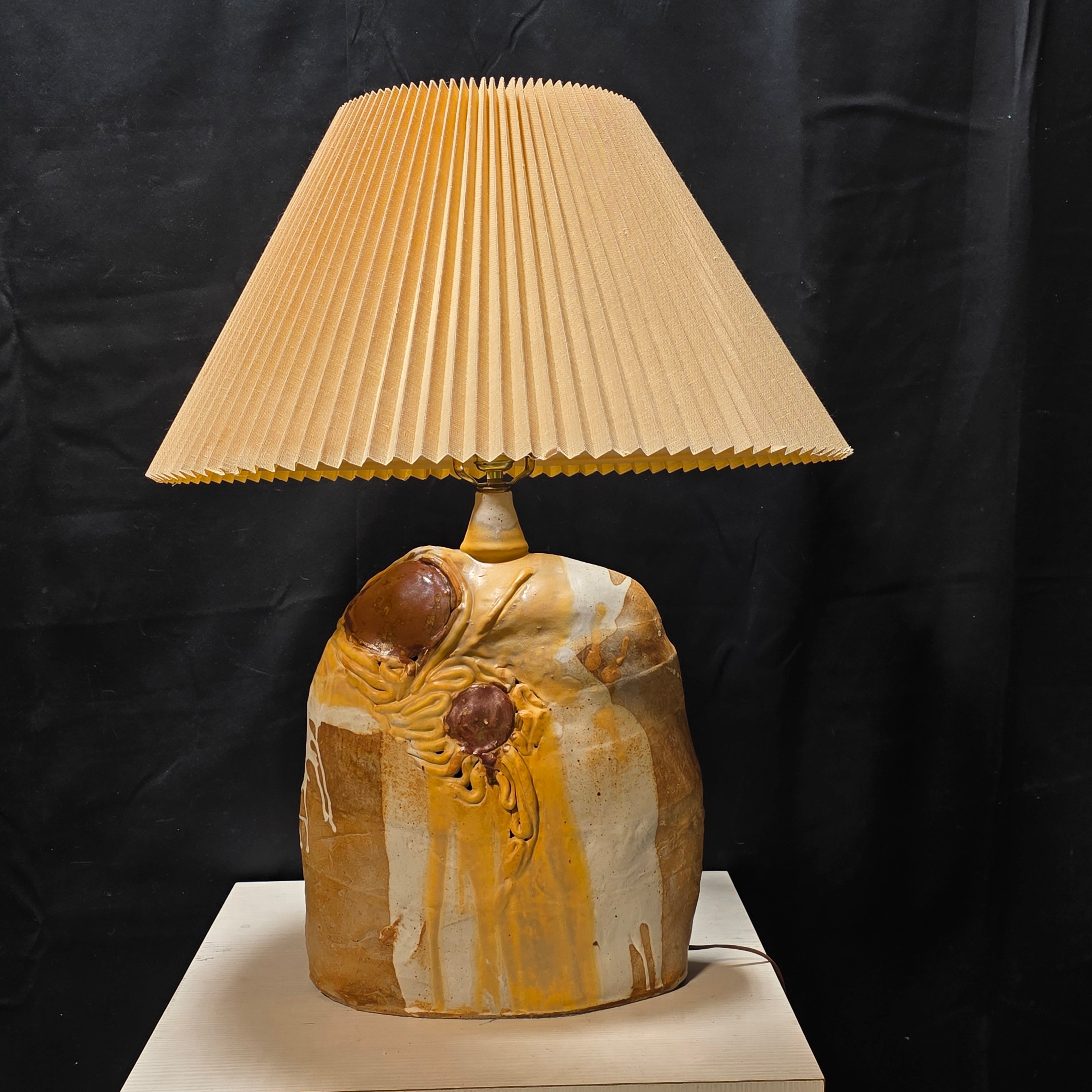 Unique Abstract Pottery Table Lamp 22" D x 28"