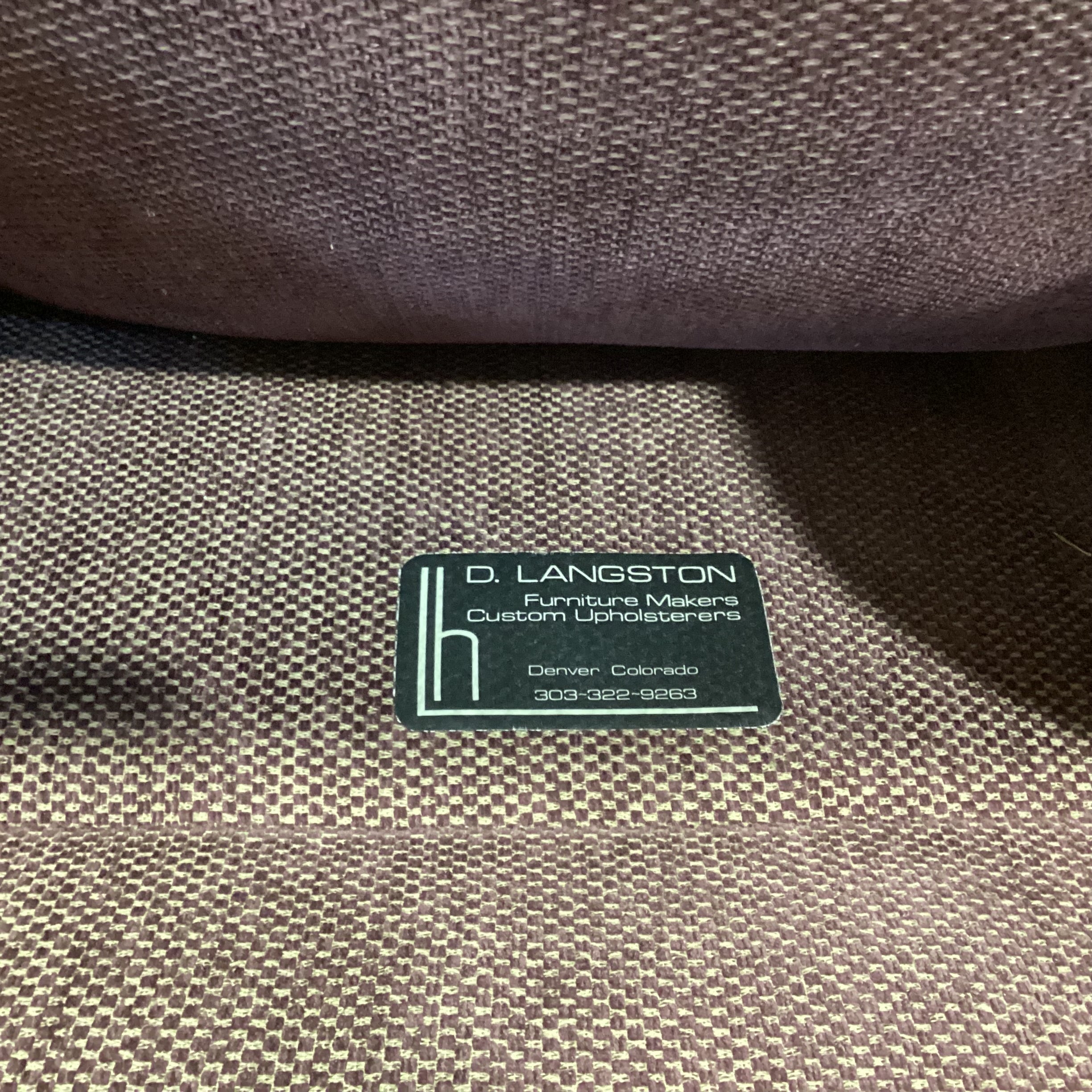 D. Langston Custom Purple & Cream Woven With Green Piping Down Mix With Ottoman Chair 40"x 36"x 28"