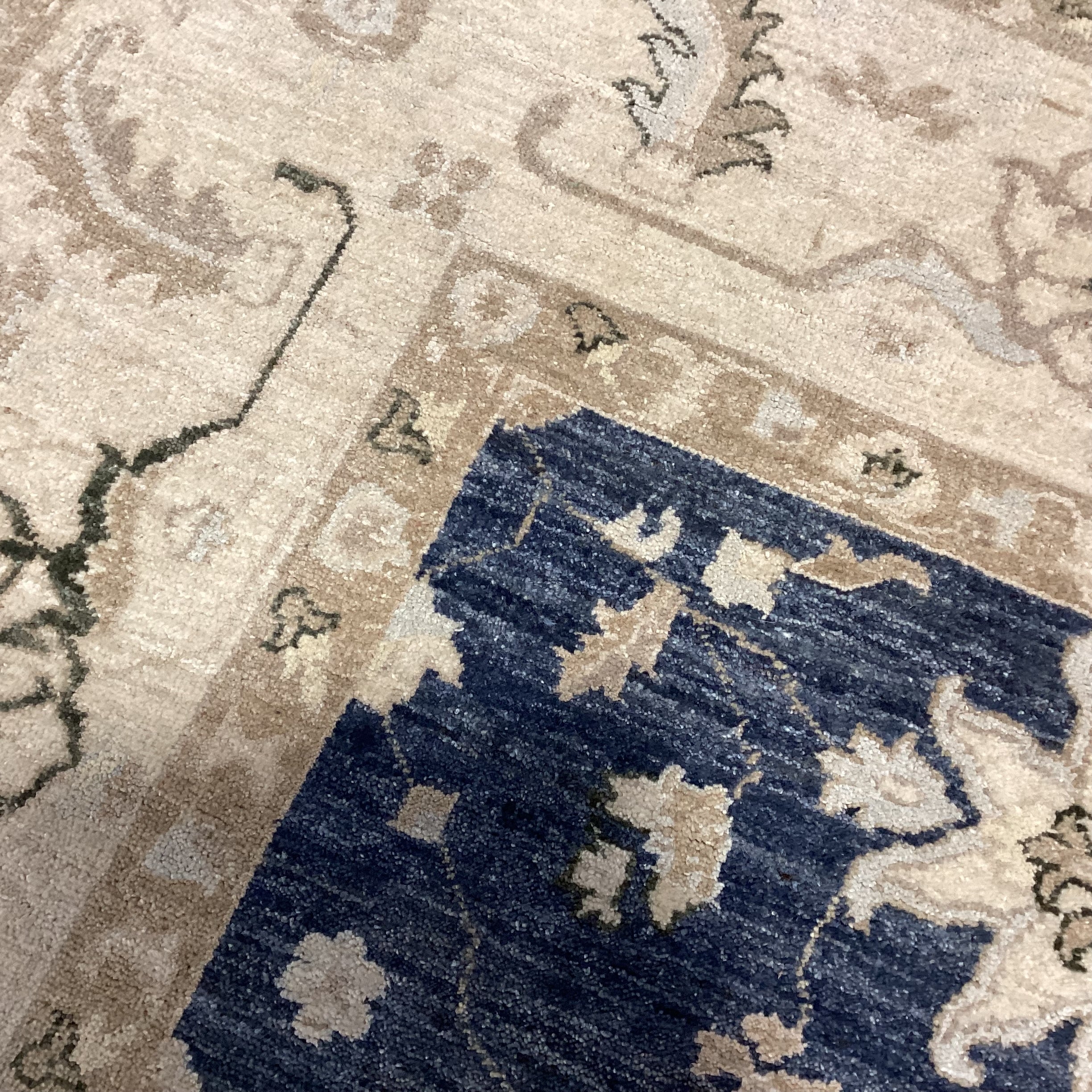 Favorite Oriental Rugs Cream & Blue Chobi Turkman Hand Woven Wool Rug 8'x 9'9"