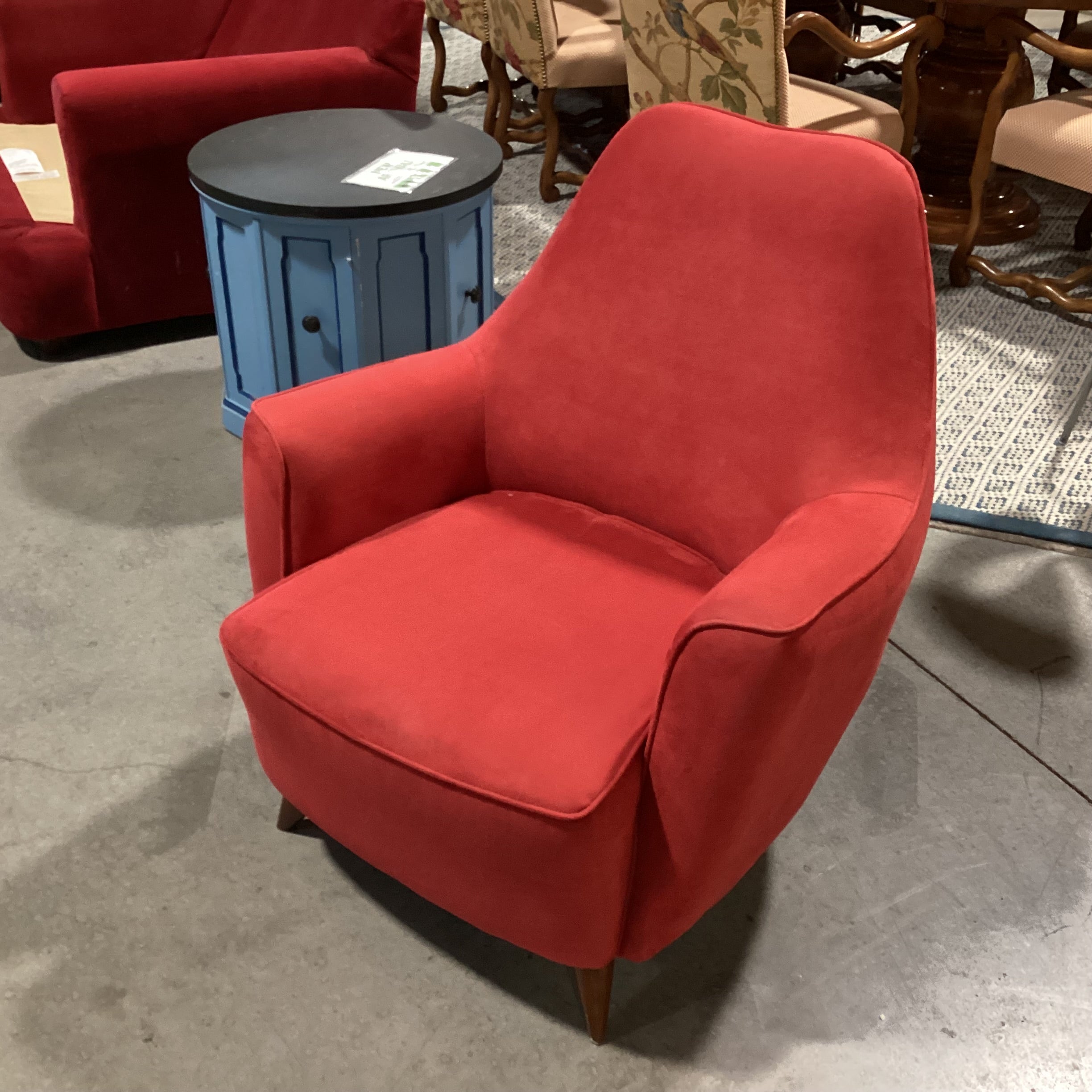 American Leather Furniture Mid Century Style Red Ultra Suede Chair 24"x 35"x 36"