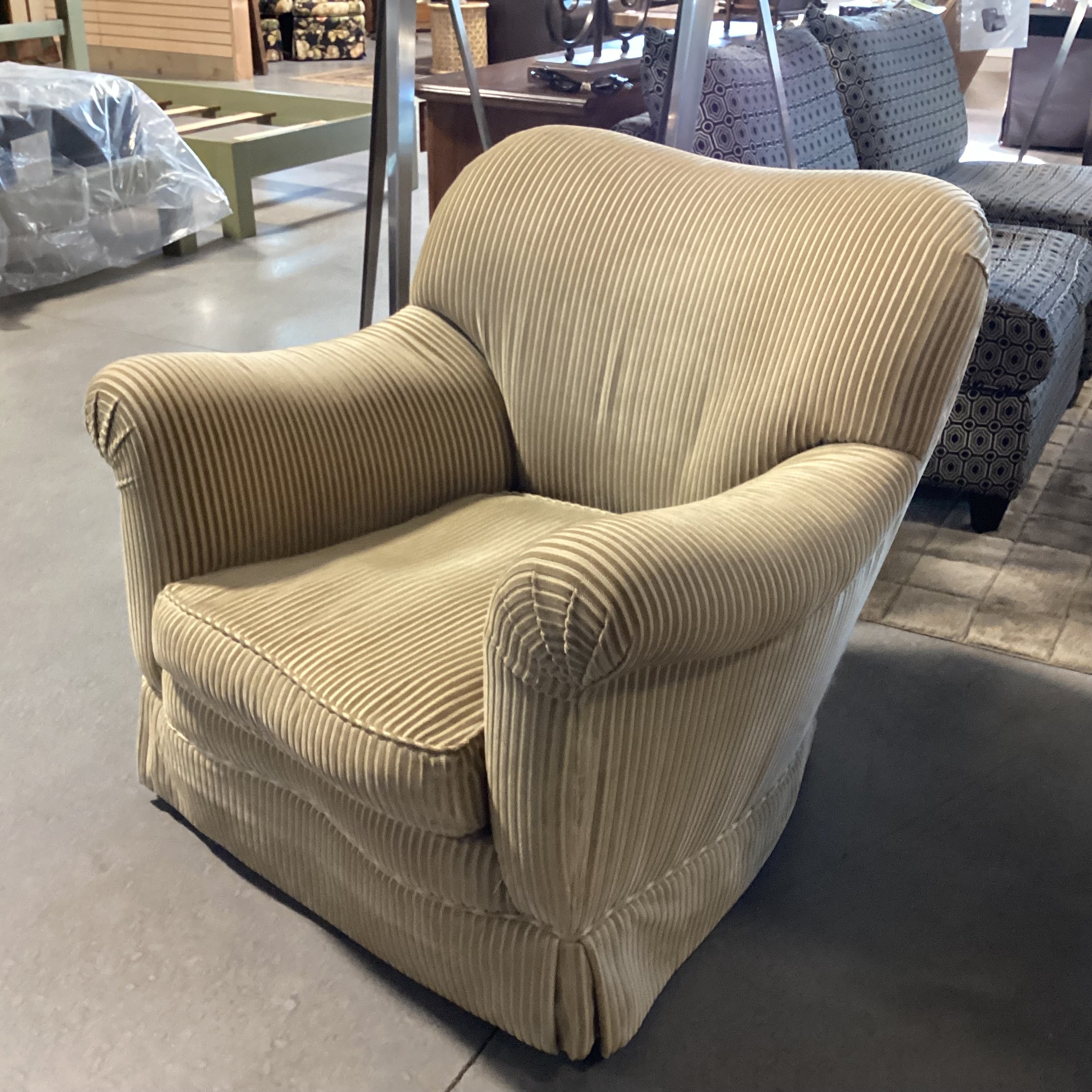 Golden Ribbed Velvet Chair 37"x 34"x 34"