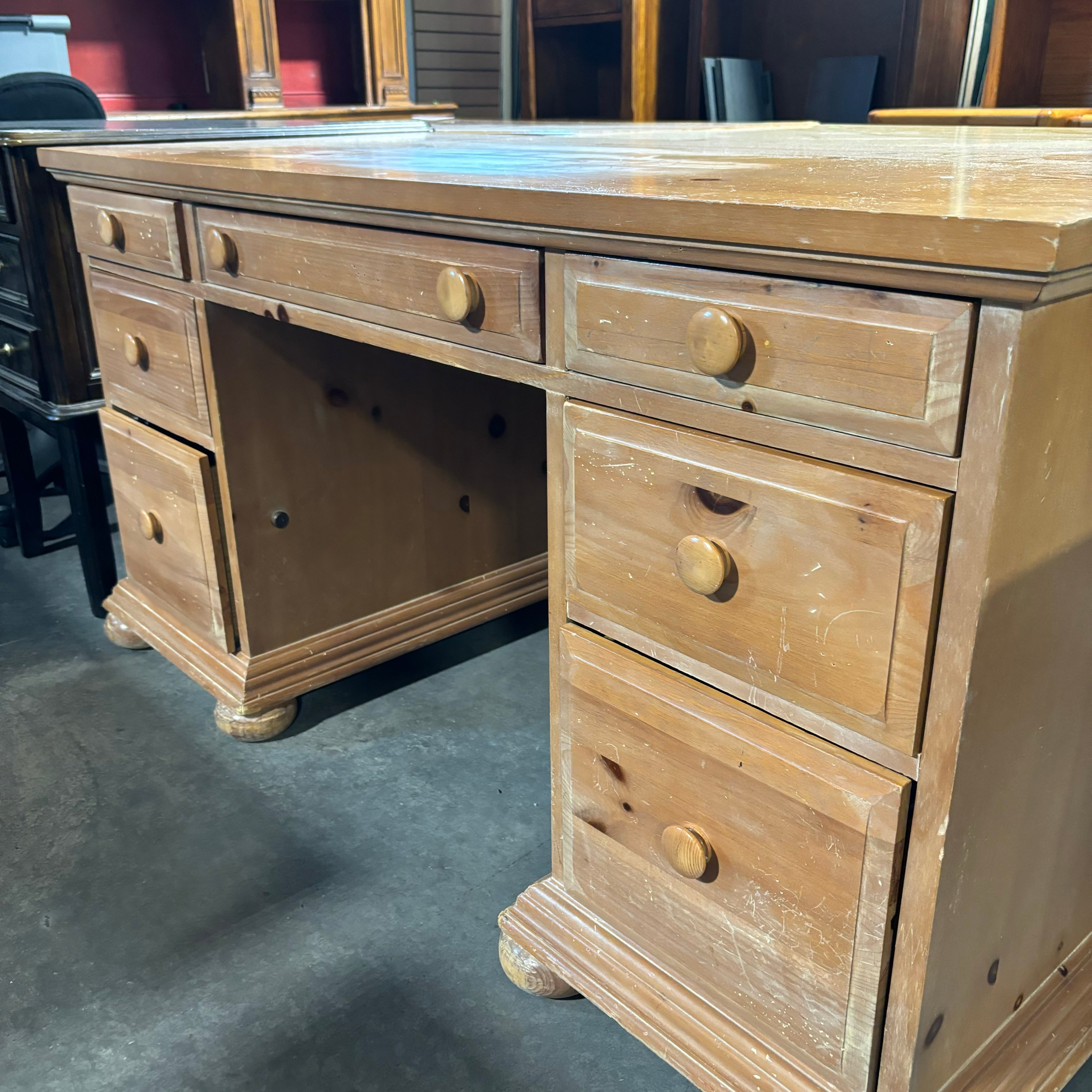 Solid Wood 7 Drawer Desk 56"x 26"x 29.5"