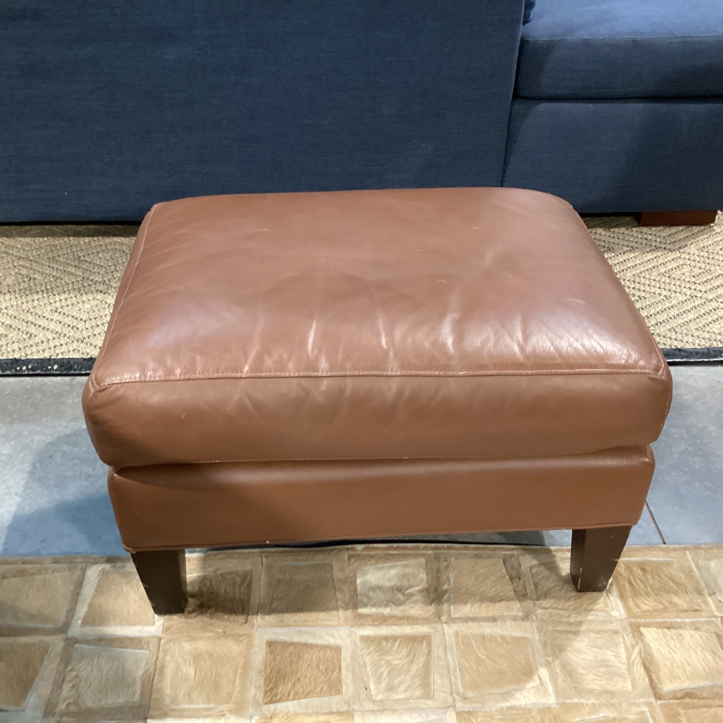 Room & Board Brown Leather Ottoman 28"x 22"x 17"