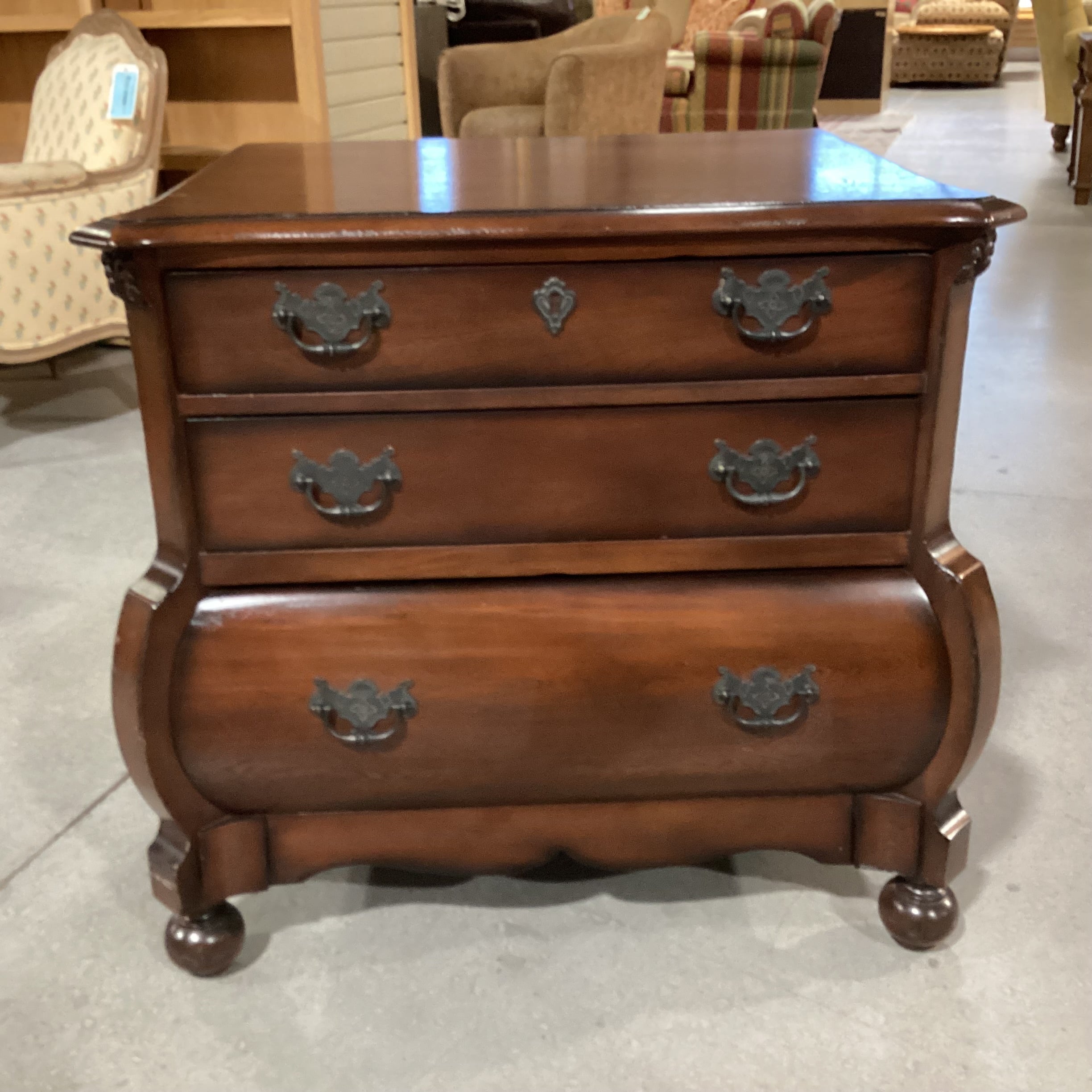 Ralph Lauren Dark Finish Carved Wood 3 Drawer Chest 32"x 23"x 29"