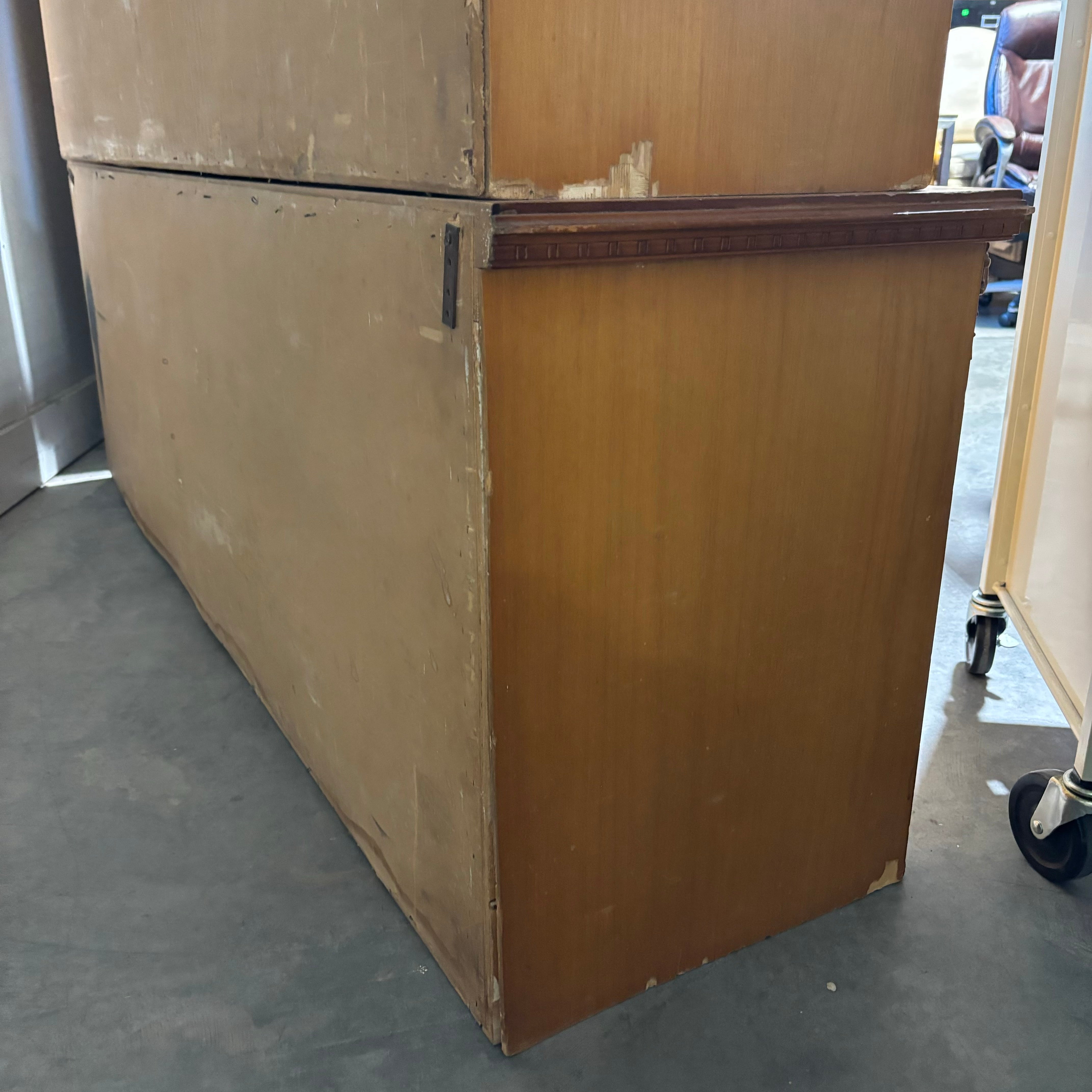 4 Glass Door 4 Wood Door Carved Detail Particle Board Shelves China Hutch 71.5"x 17.5"x 68.5"