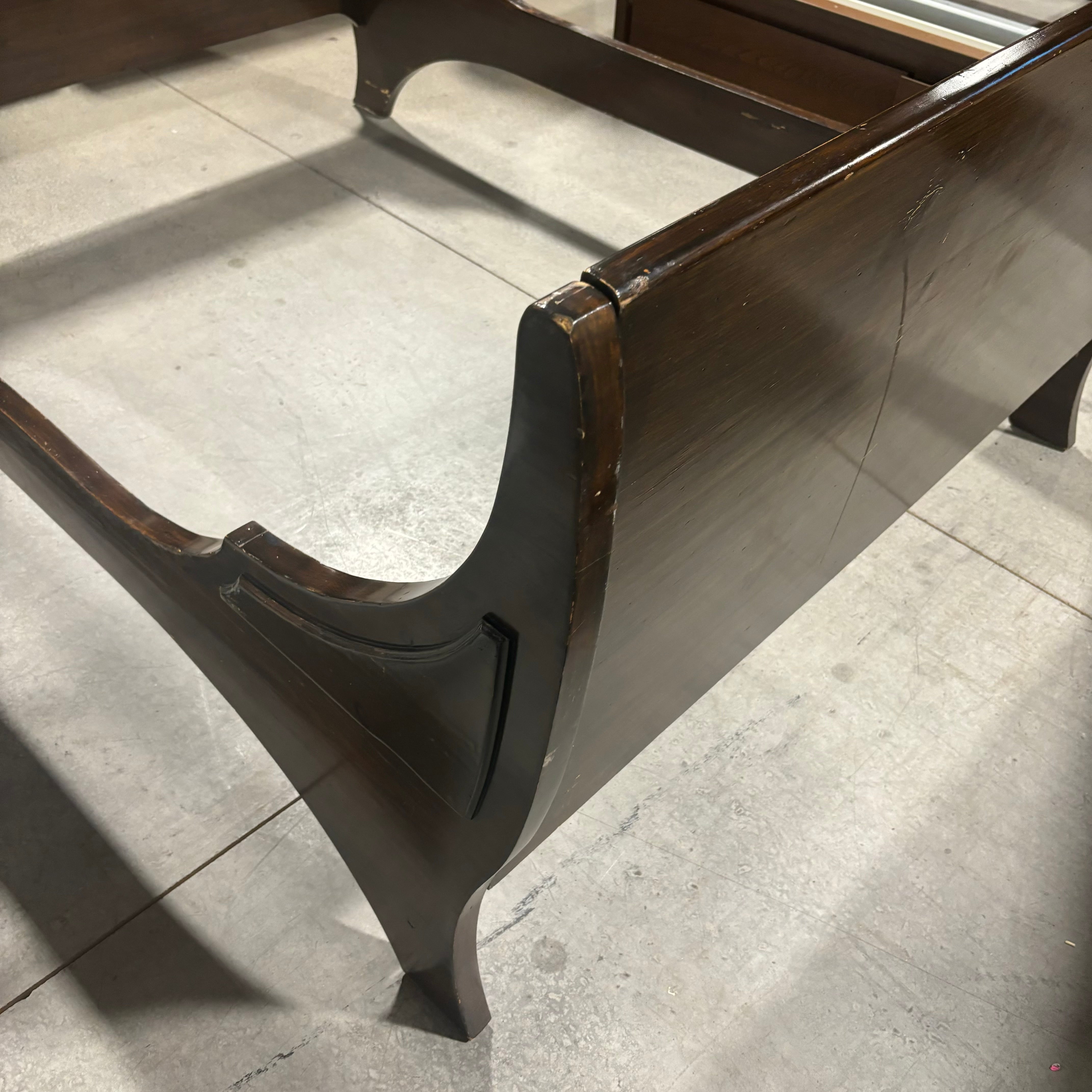 QUEEN Dark Finish Solid Wood Sleigh Bed 92"x 66"x 42.5"