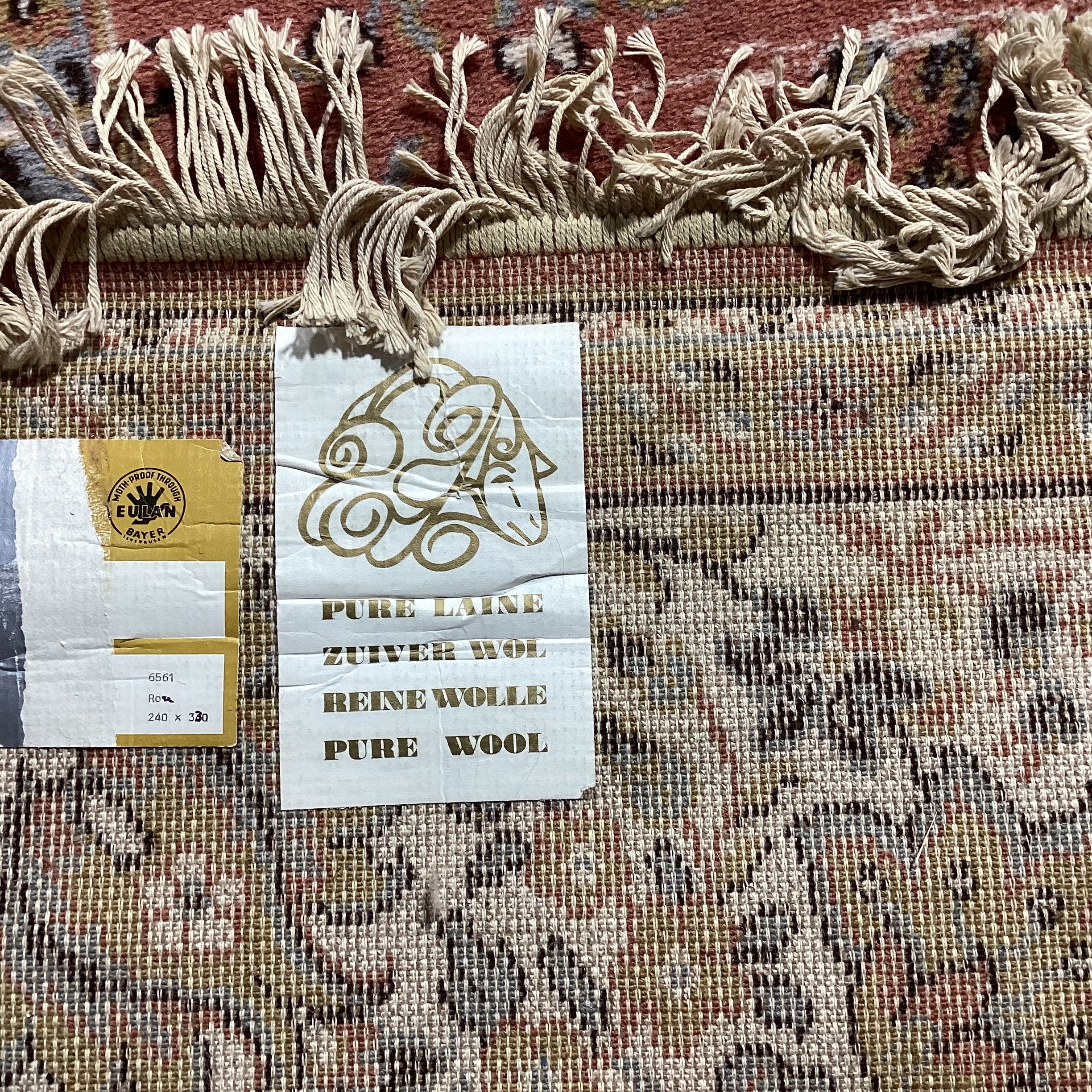 Galaxy Made in Belgium Vintage Salmon Blue Grey & Gold Leaf Floral Pure Virgin Wool Pile Rug 7'11"x 11'4"