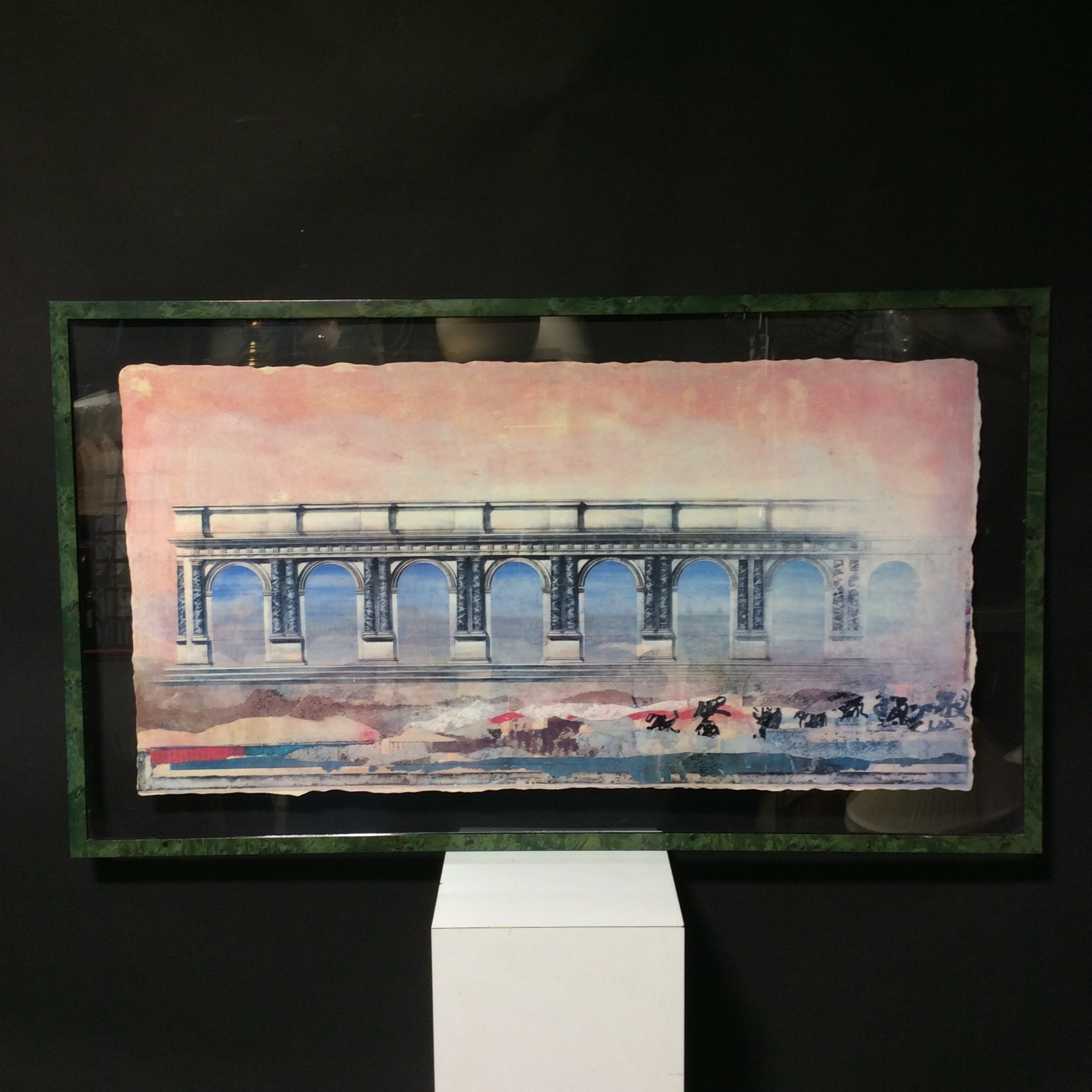 Donald Farnsworth Counterpoint "Doric Colonnade" Print In Green Wood Floating Frame 52 1/2" x 30"